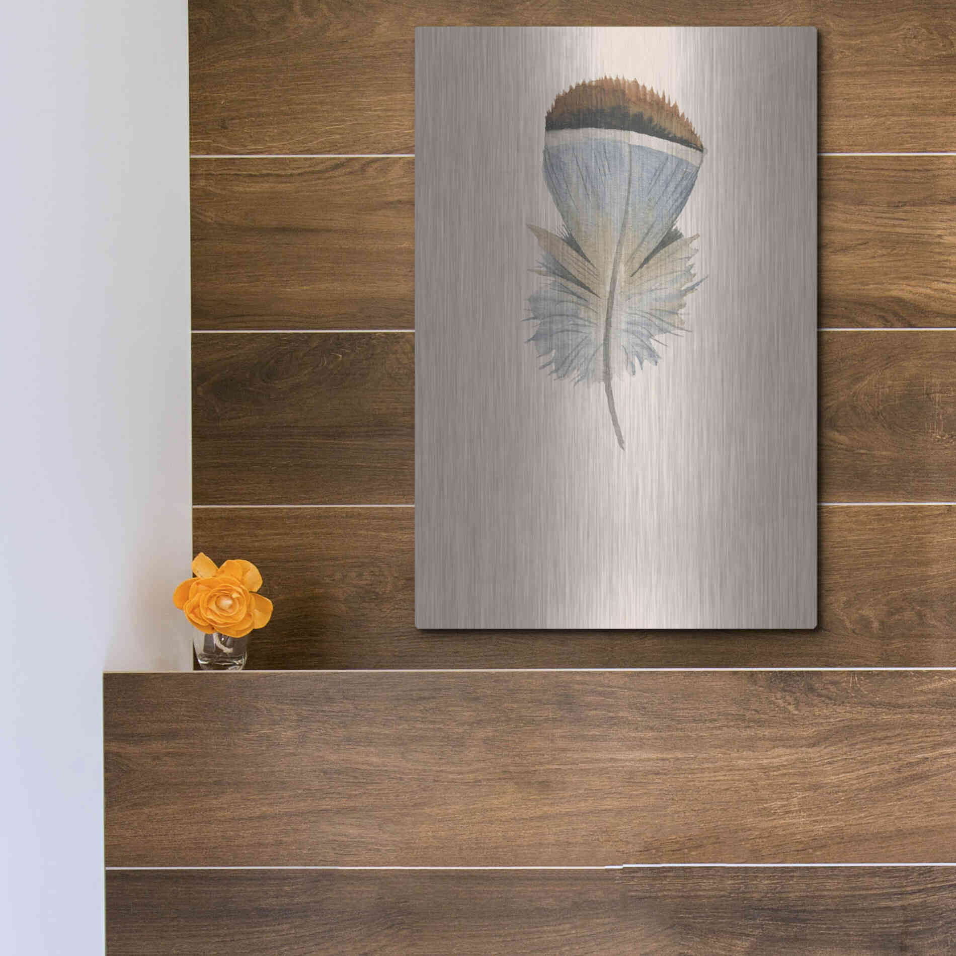 Luxe Metal Art 'Feather 4' by Incado, Metal Wall Art,12x16