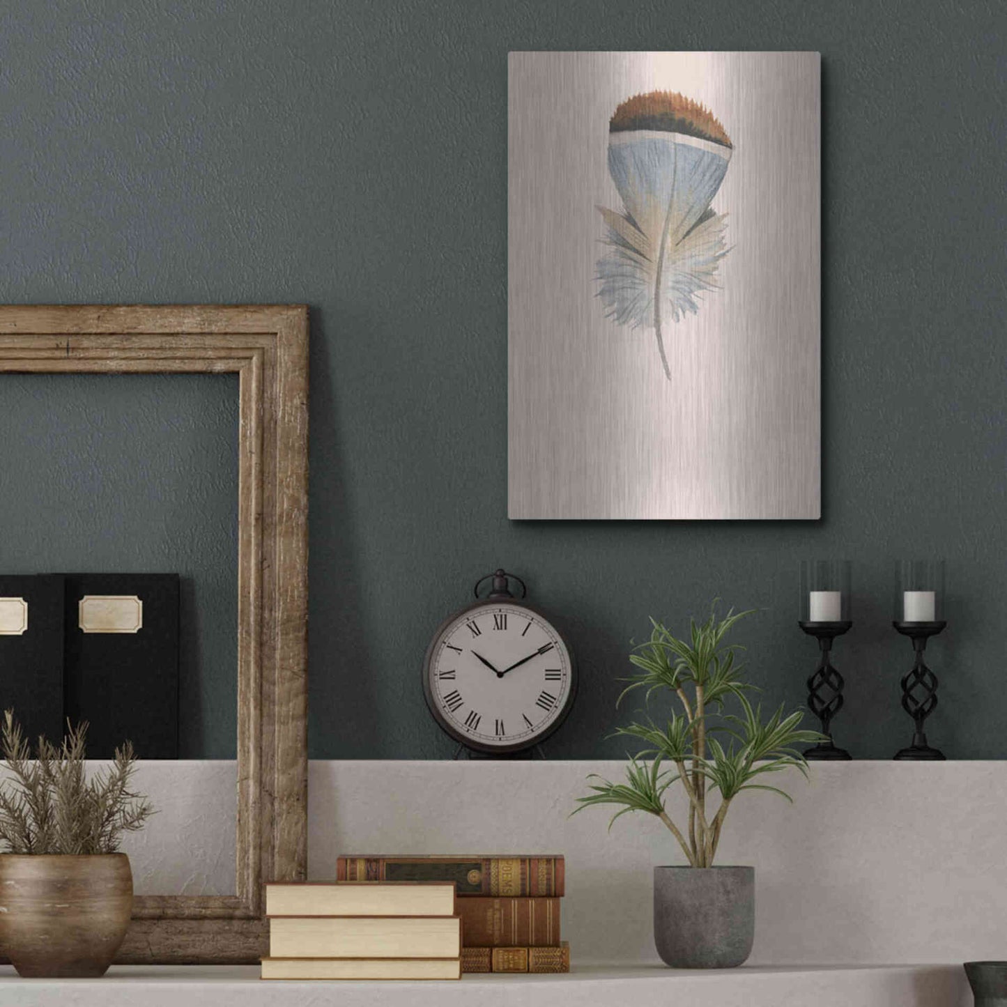 Luxe Metal Art 'Feather 4' by Incado, Metal Wall Art,12x16