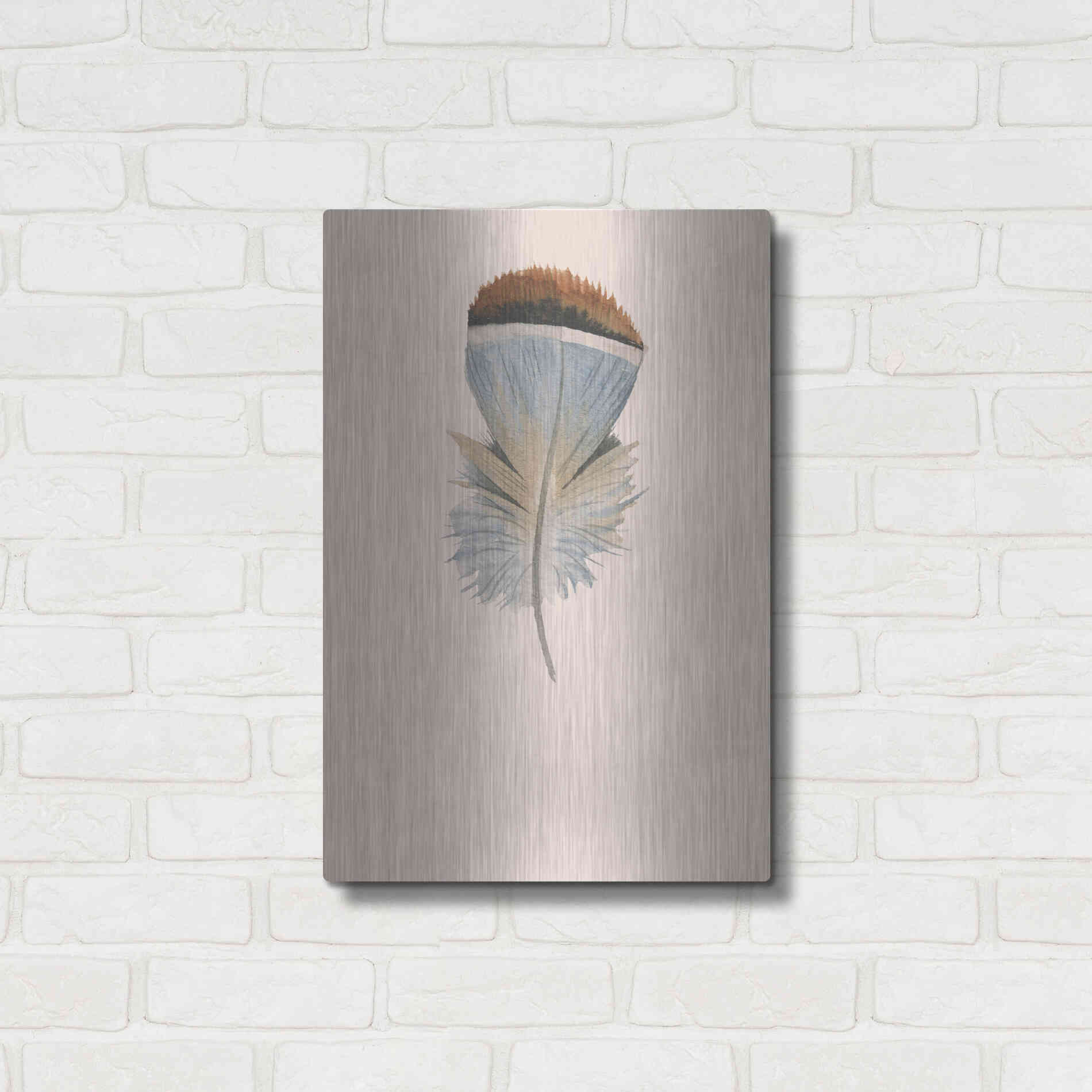 Luxe Metal Art 'Feather 4' by Incado, Metal Wall Art,16x24