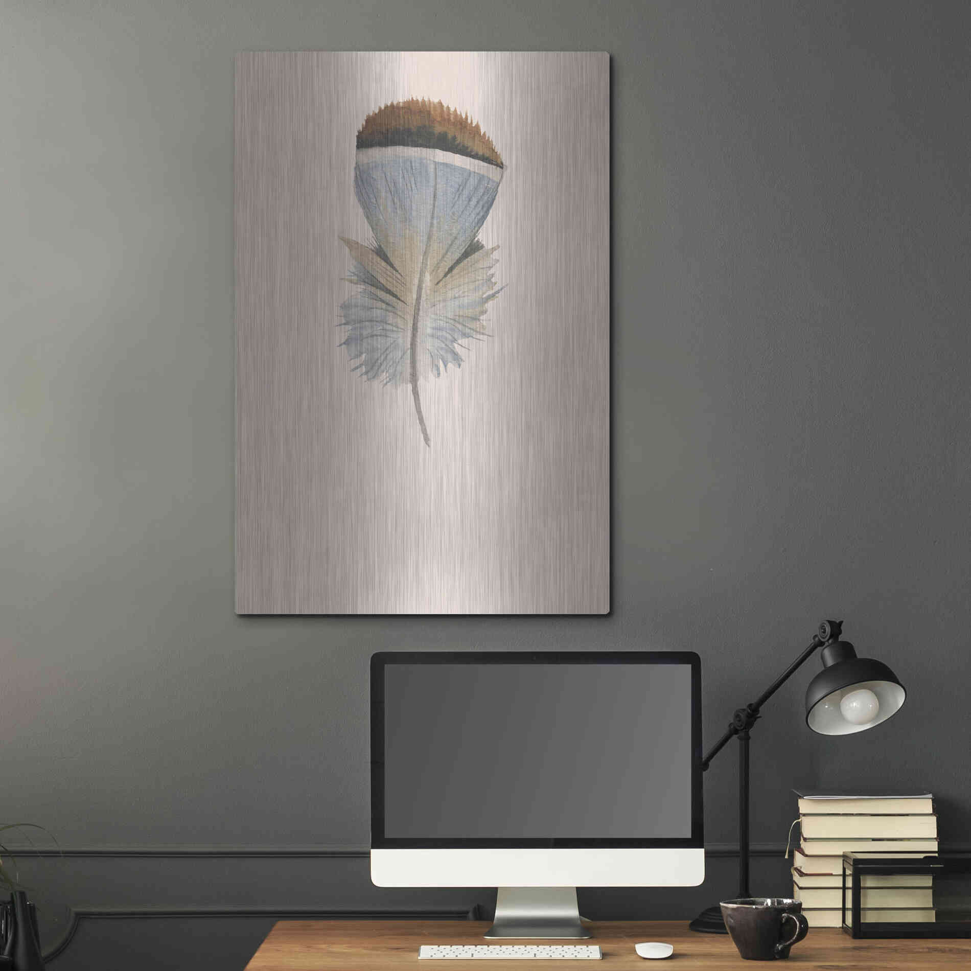 Luxe Metal Art 'Feather 4' by Incado, Metal Wall Art,24x36