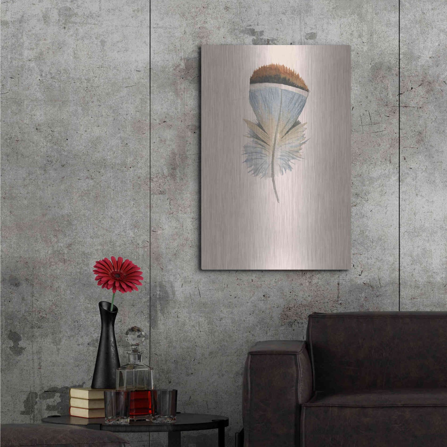 Luxe Metal Art 'Feather 4' by Incado, Metal Wall Art,24x36