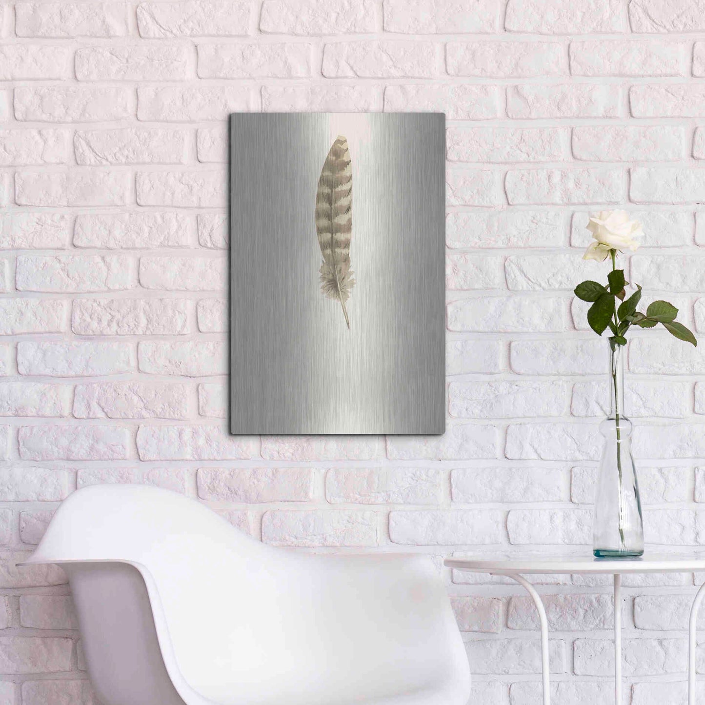 Luxe Metal Art 'Feather 7' by Incado, Metal Wall Art,16x24