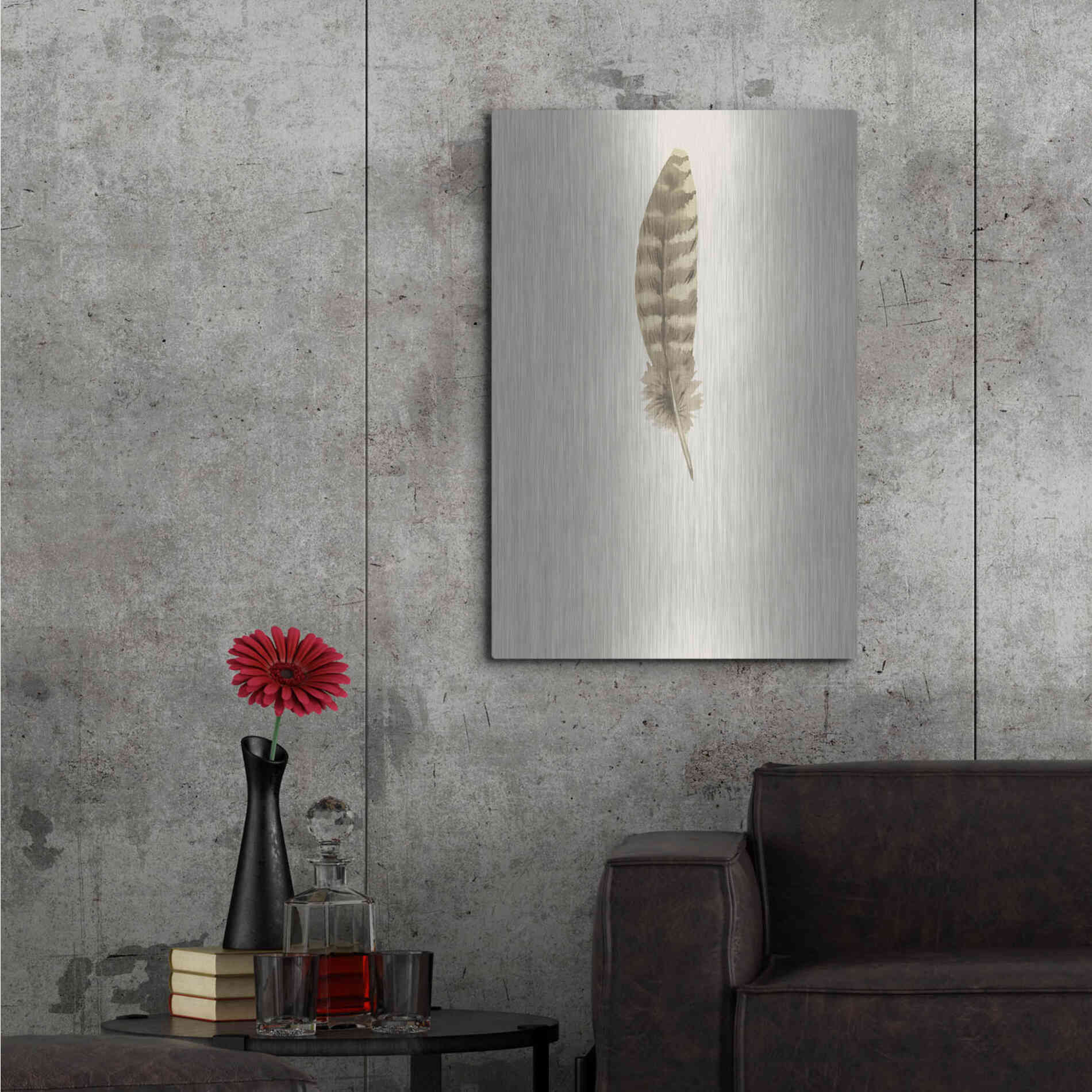 Luxe Metal Art 'Feather 7' by Incado, Metal Wall Art,24x36