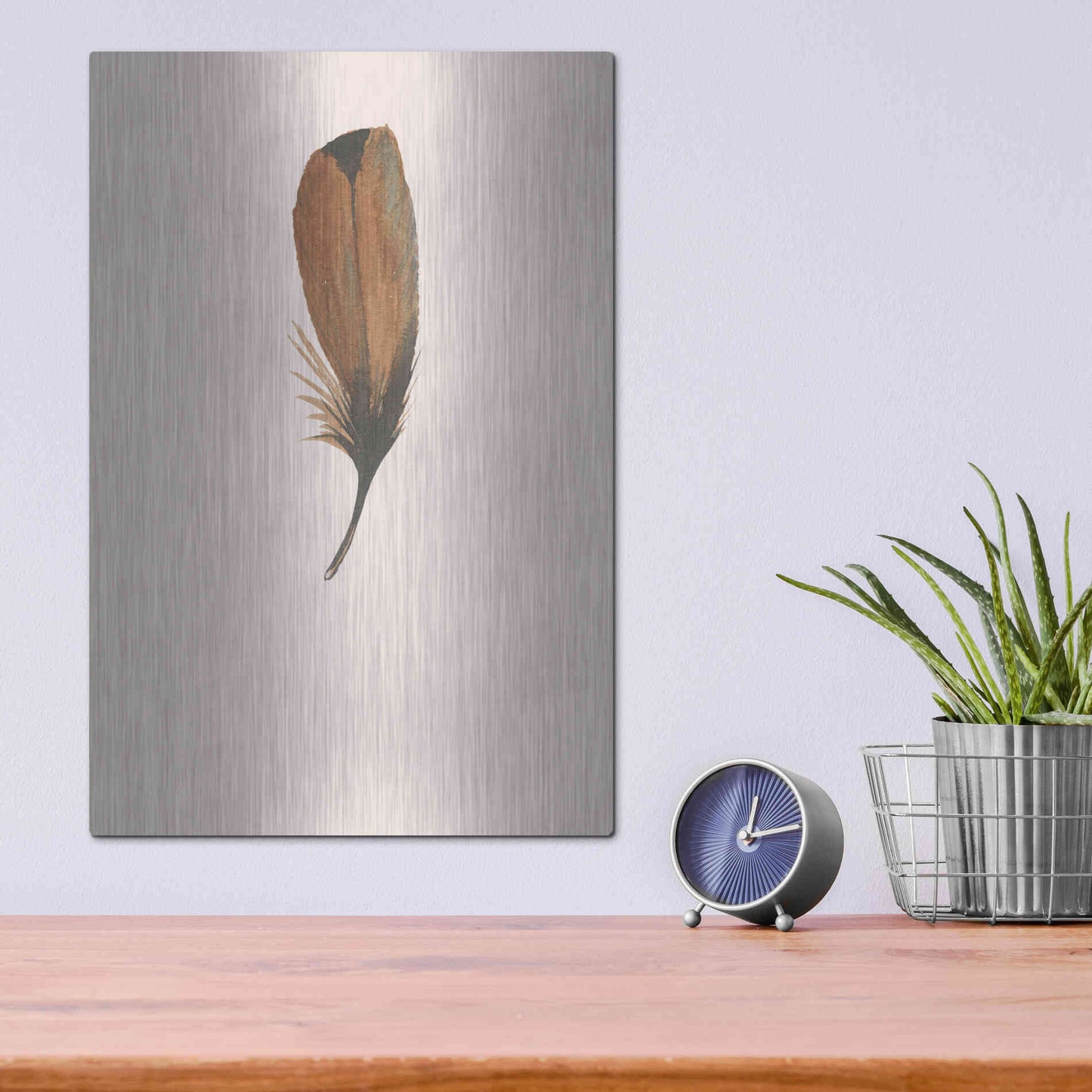 Luxe Metal Art 'Feather 8' by Incado, Metal Wall Art,12x16