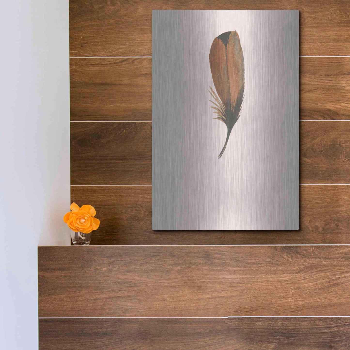 Luxe Metal Art 'Feather 8' by Incado, Metal Wall Art,12x16