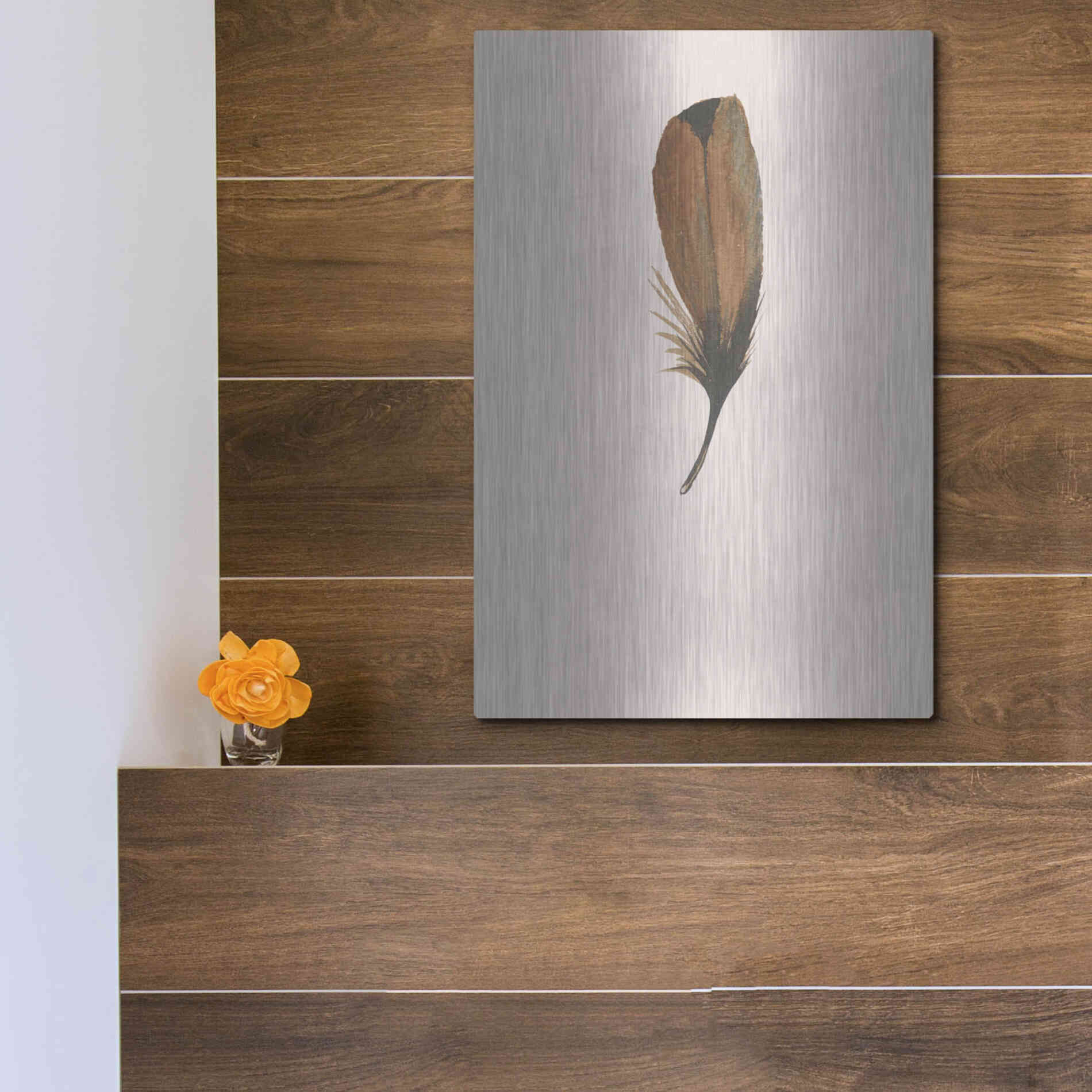 Luxe Metal Art 'Feather 8' by Incado, Metal Wall Art,12x16