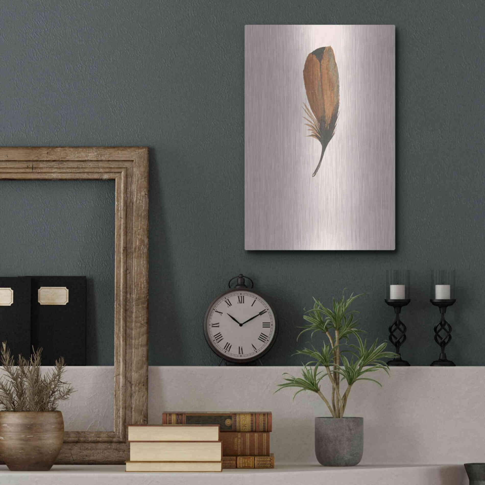 Luxe Metal Art 'Feather 8' by Incado, Metal Wall Art,12x16