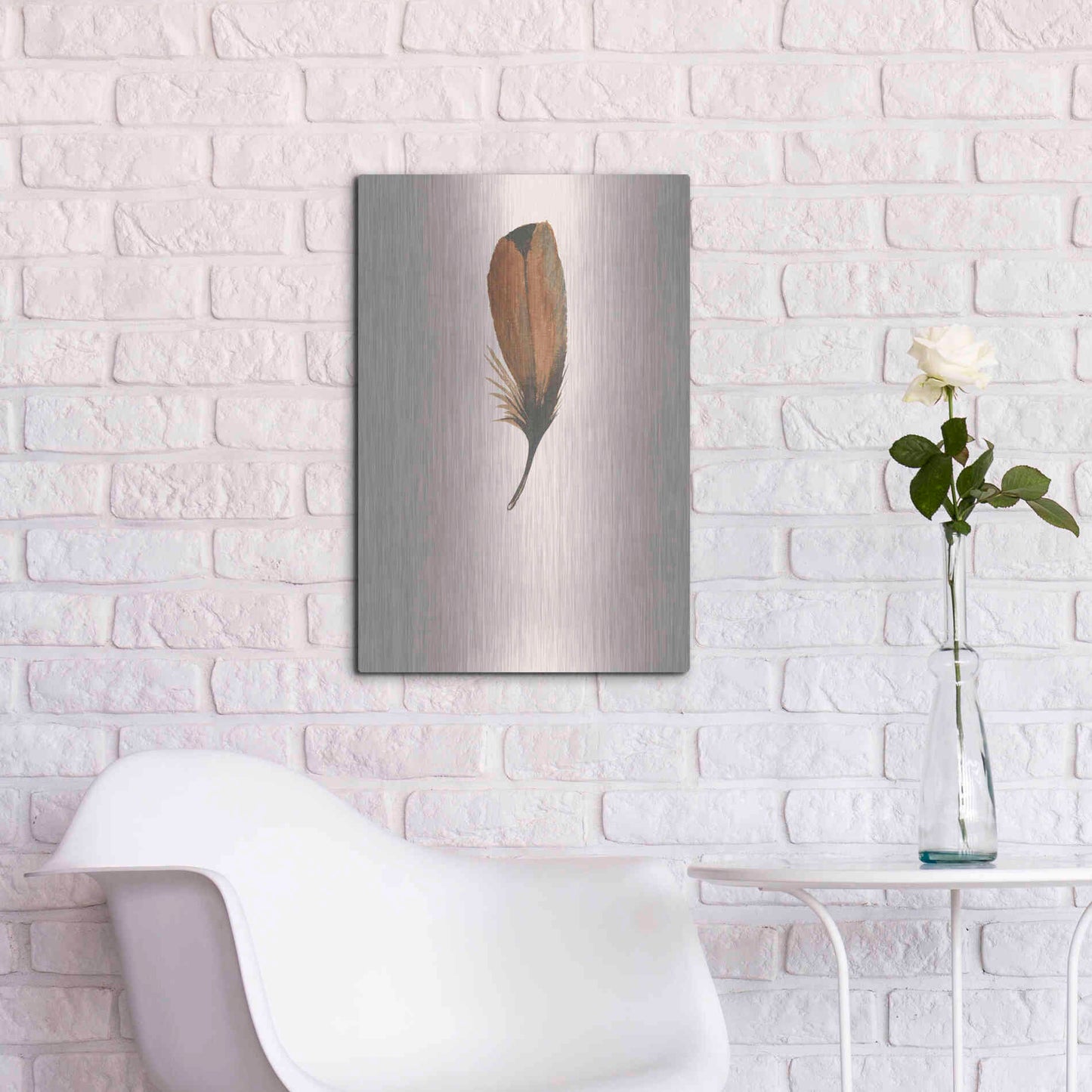 Luxe Metal Art 'Feather 8' by Incado, Metal Wall Art,16x24