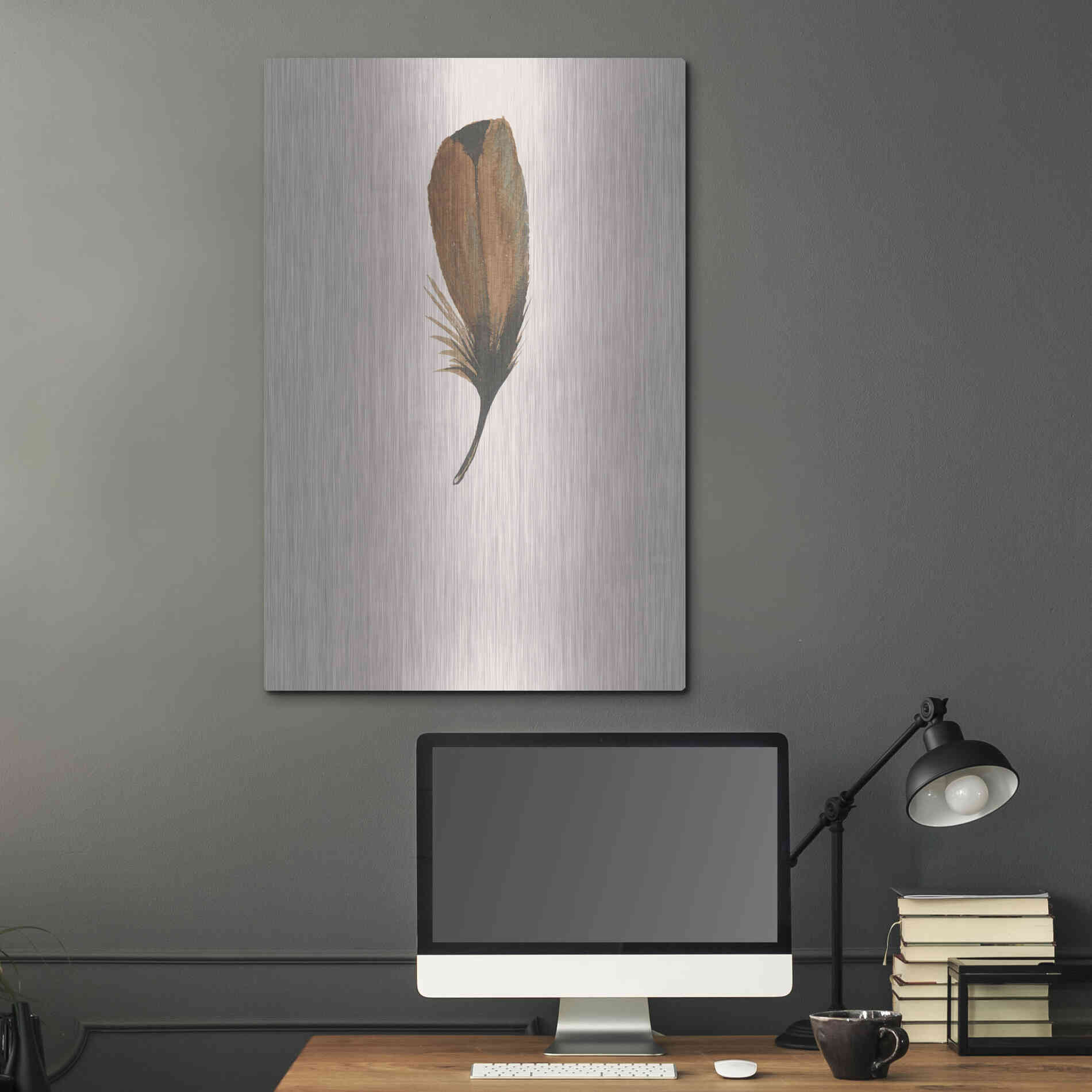 Luxe Metal Art 'Feather 8' by Incado, Metal Wall Art,24x36