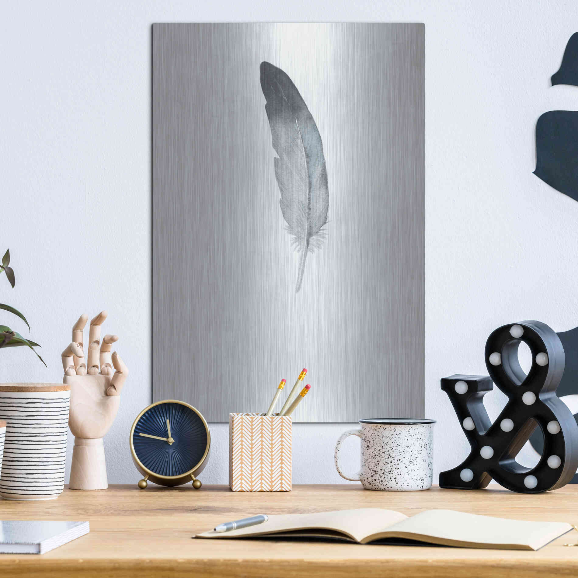 Luxe Metal Art 'Feather 9' by Incado, Metal Wall Art,12x16