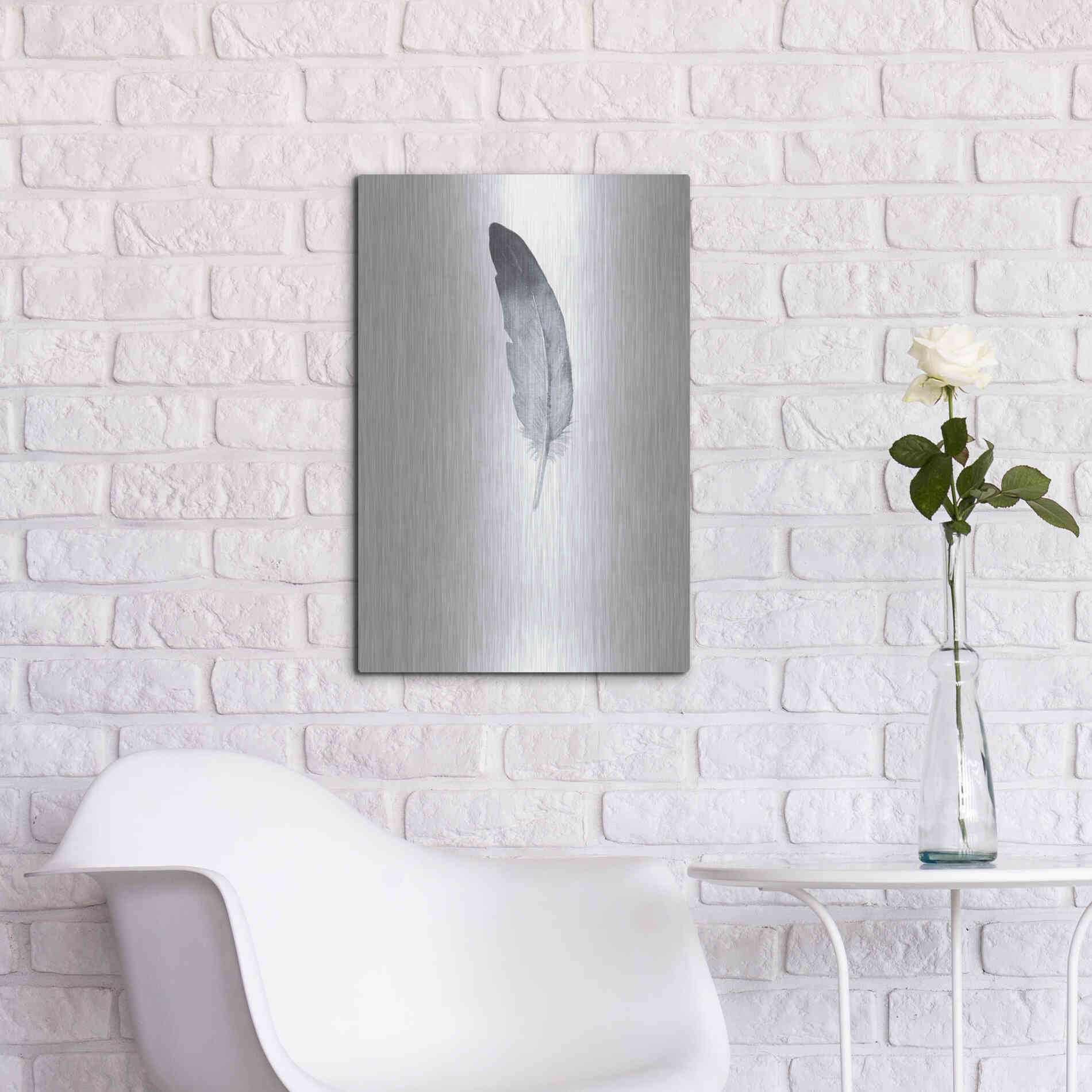 Luxe Metal Art 'Feather 9' by Incado, Metal Wall Art,16x24