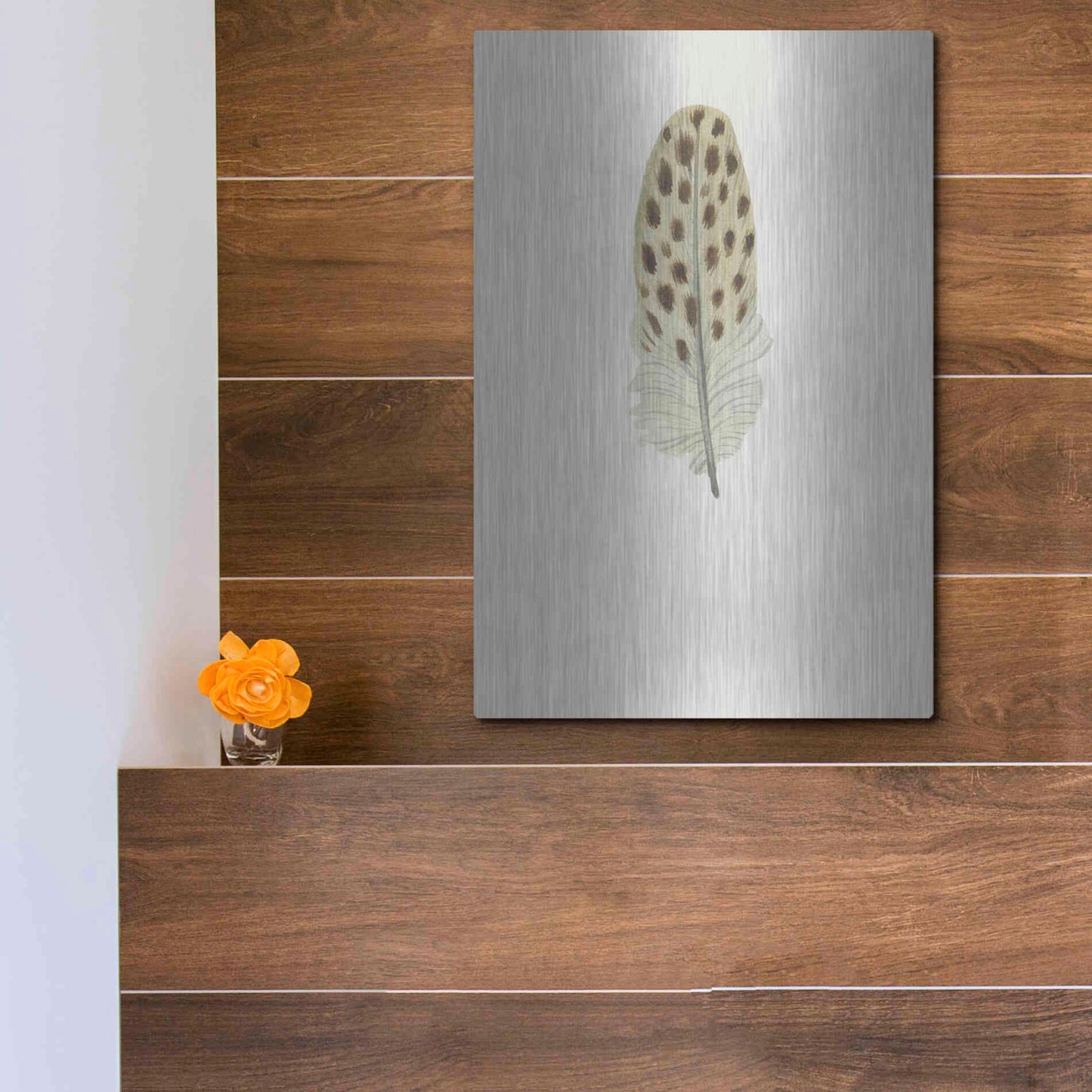 Luxe Metal Art 'Feather 10' by Incado, Metal Wall Art,12x16