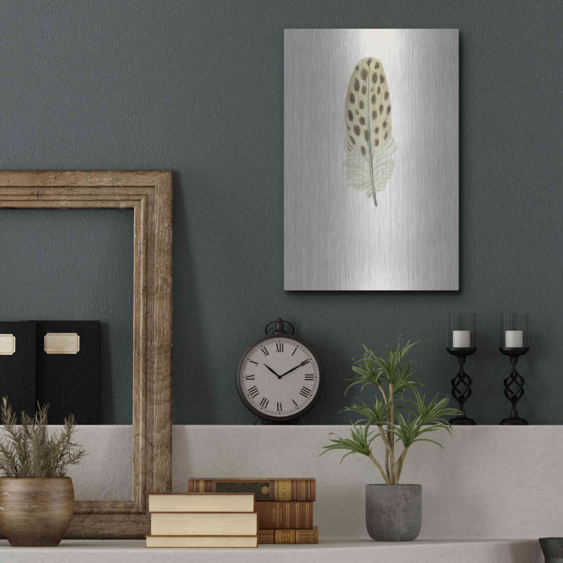 Luxe Metal Art 'Feather 10' by Incado, Metal Wall Art,12x16