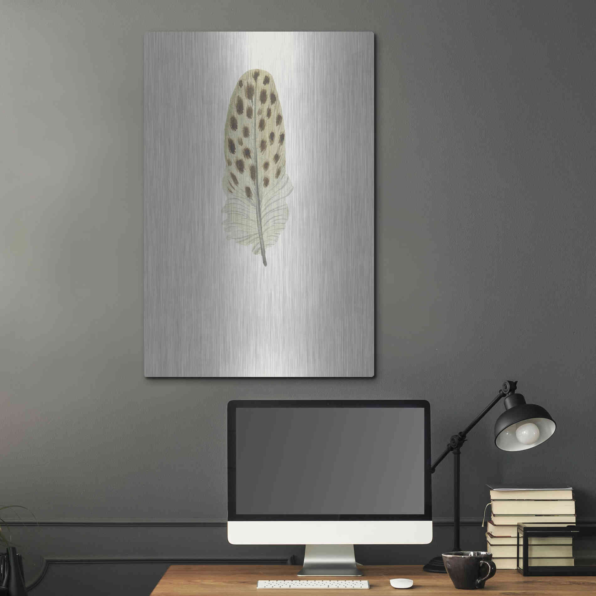 Luxe Metal Art 'Feather 10' by Incado, Metal Wall Art,24x36