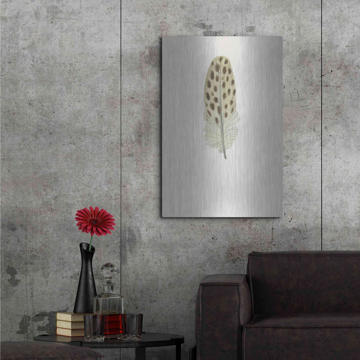 Luxe Metal Art 'Feather 10' by Incado, Metal Wall Art,24x36