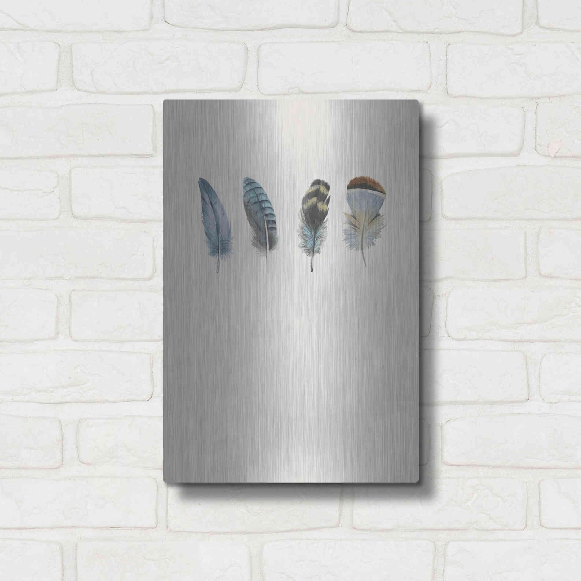 Luxe Metal Art 'Feather 11' by Incado, Metal Wall Art,12x16