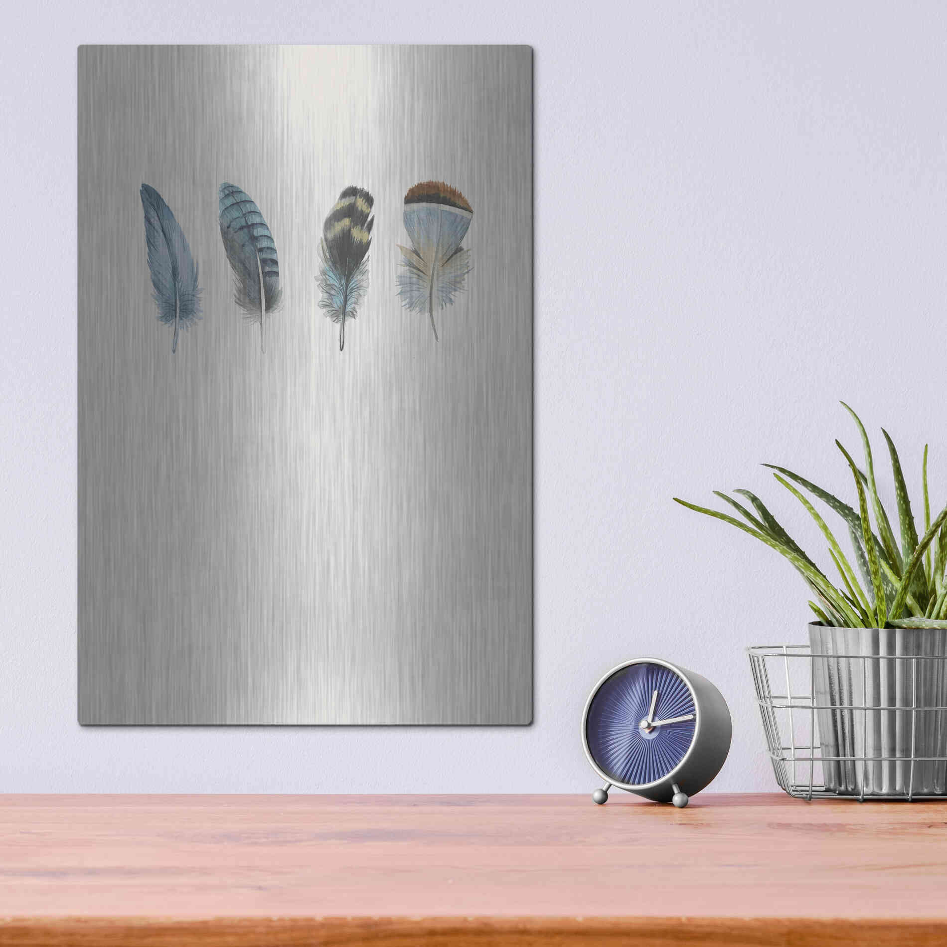 Luxe Metal Art 'Feather 11' by Incado, Metal Wall Art,12x16