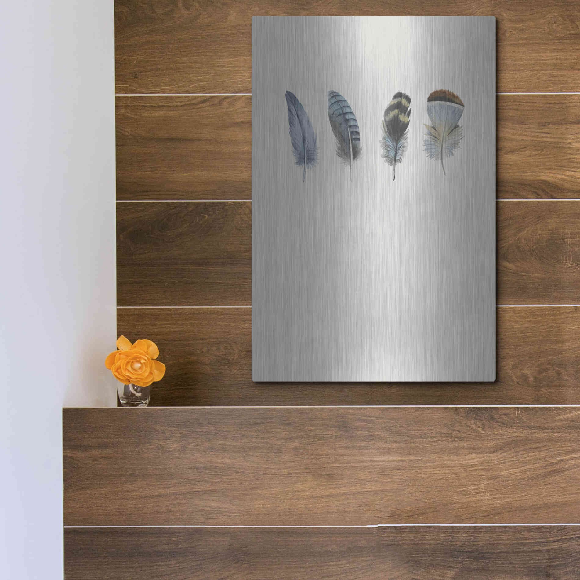 Luxe Metal Art 'Feather 11' by Incado, Metal Wall Art,12x16