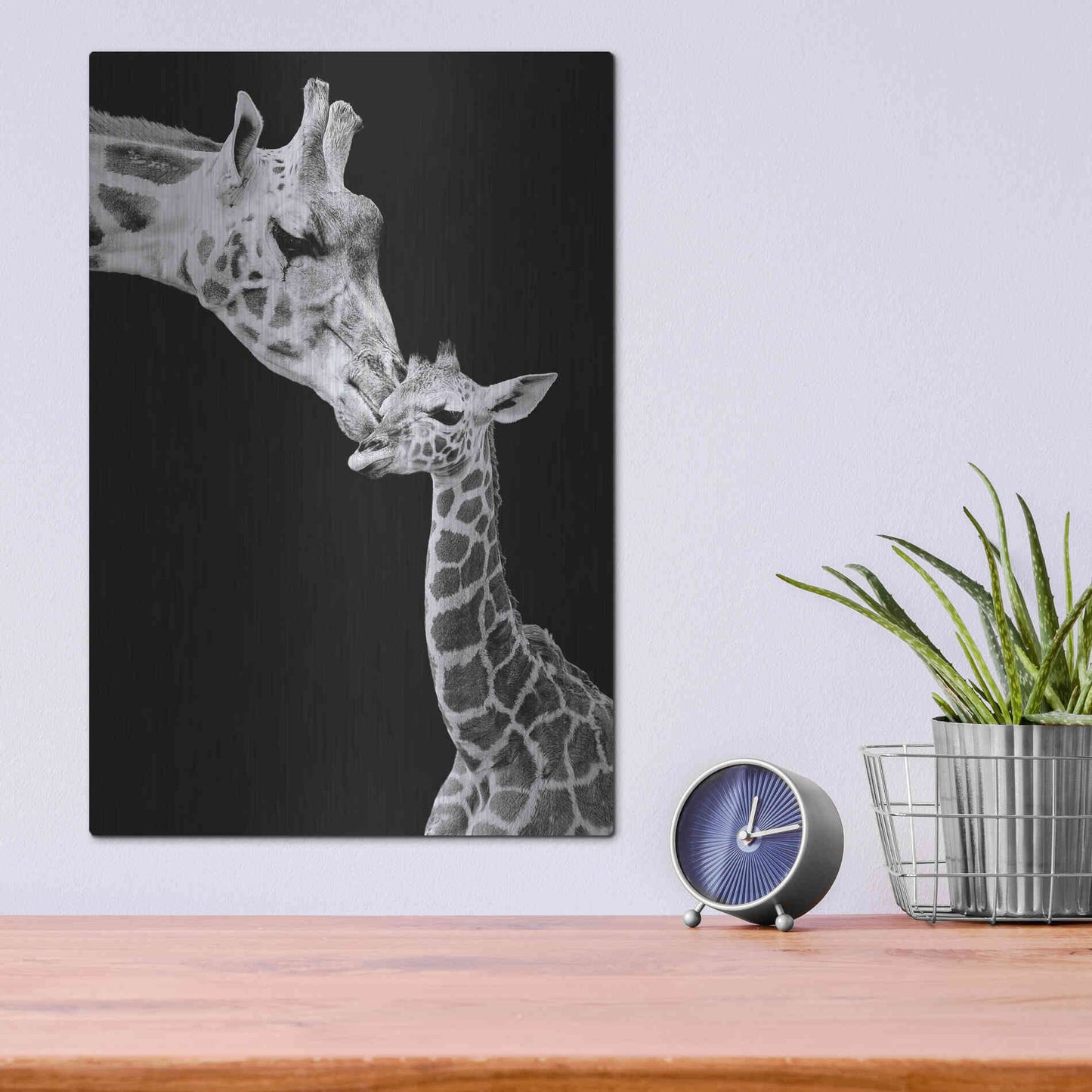 Luxe Metal Art 'First Love - Giraffe' by Incado, Metal Wall Art,12x16