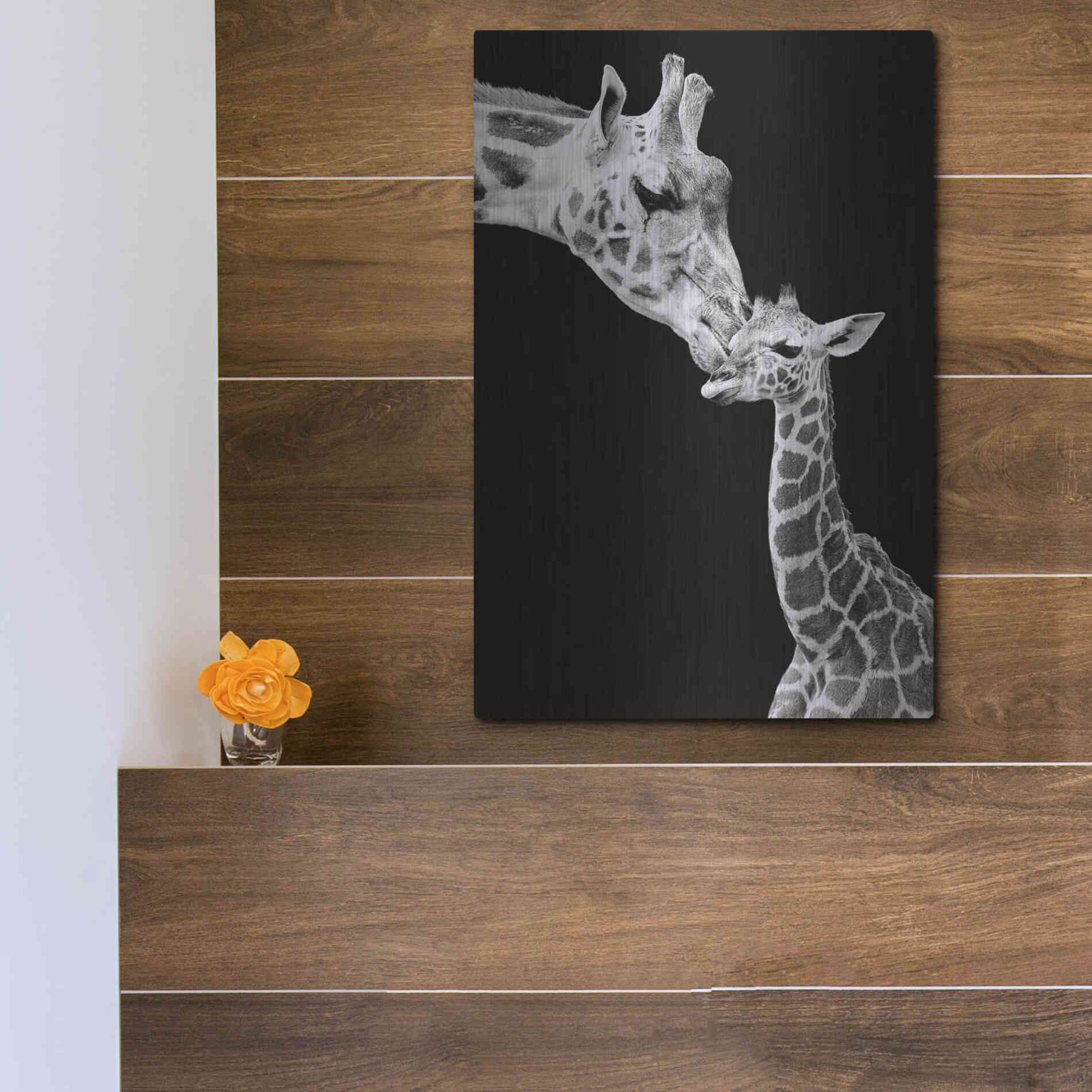 Luxe Metal Art 'First Love - Giraffe' by Incado, Metal Wall Art,12x16