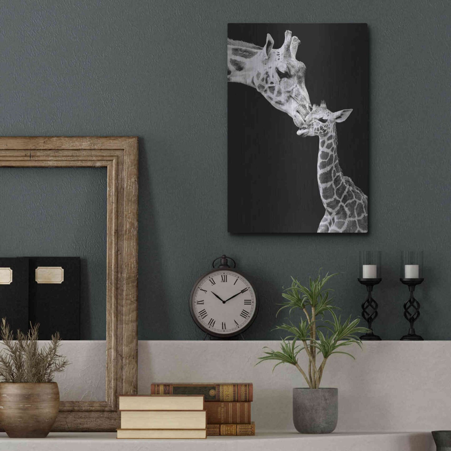 Luxe Metal Art 'First Love - Giraffe' by Incado, Metal Wall Art,12x16