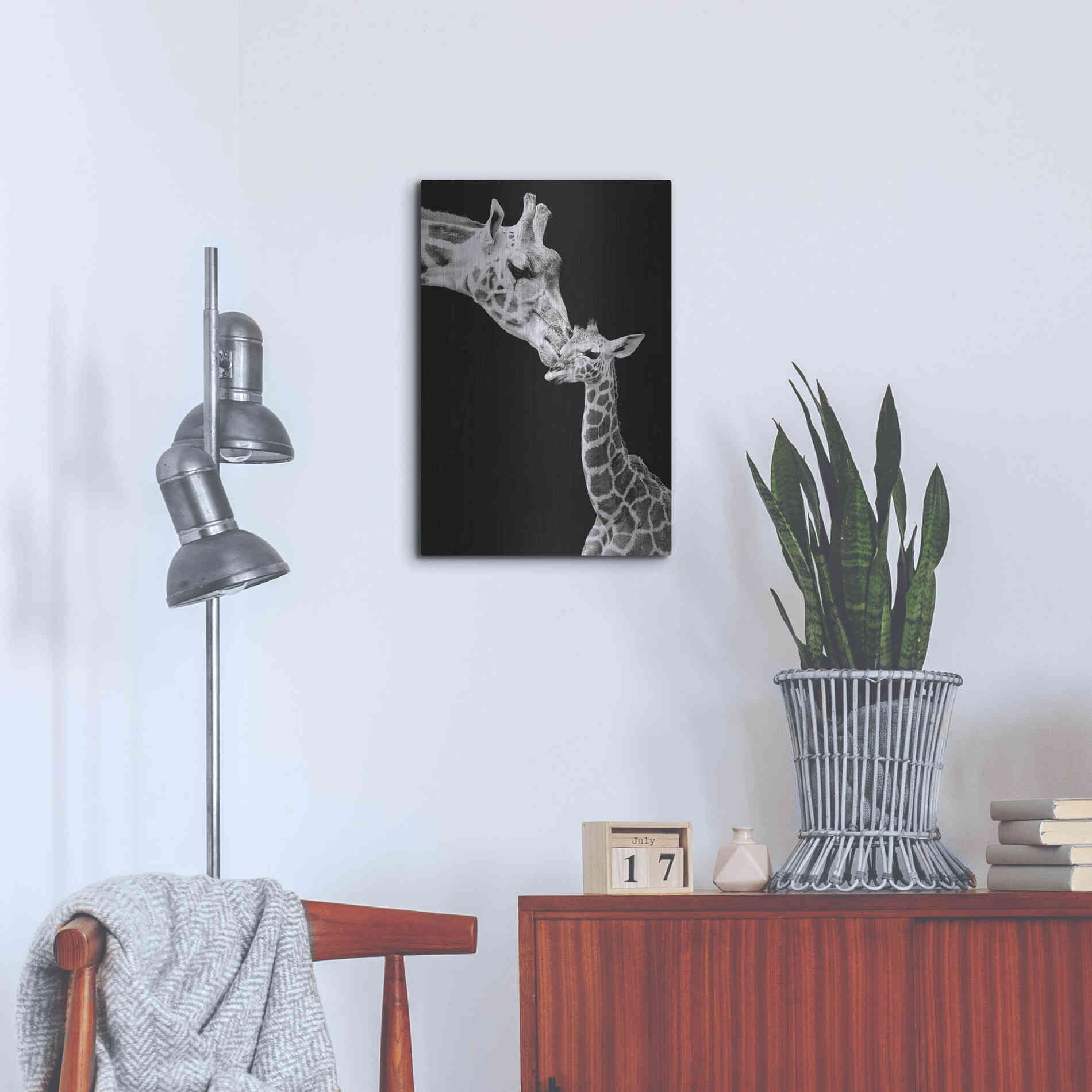 Luxe Metal Art 'First Love - Giraffe' by Incado, Metal Wall Art,16x24