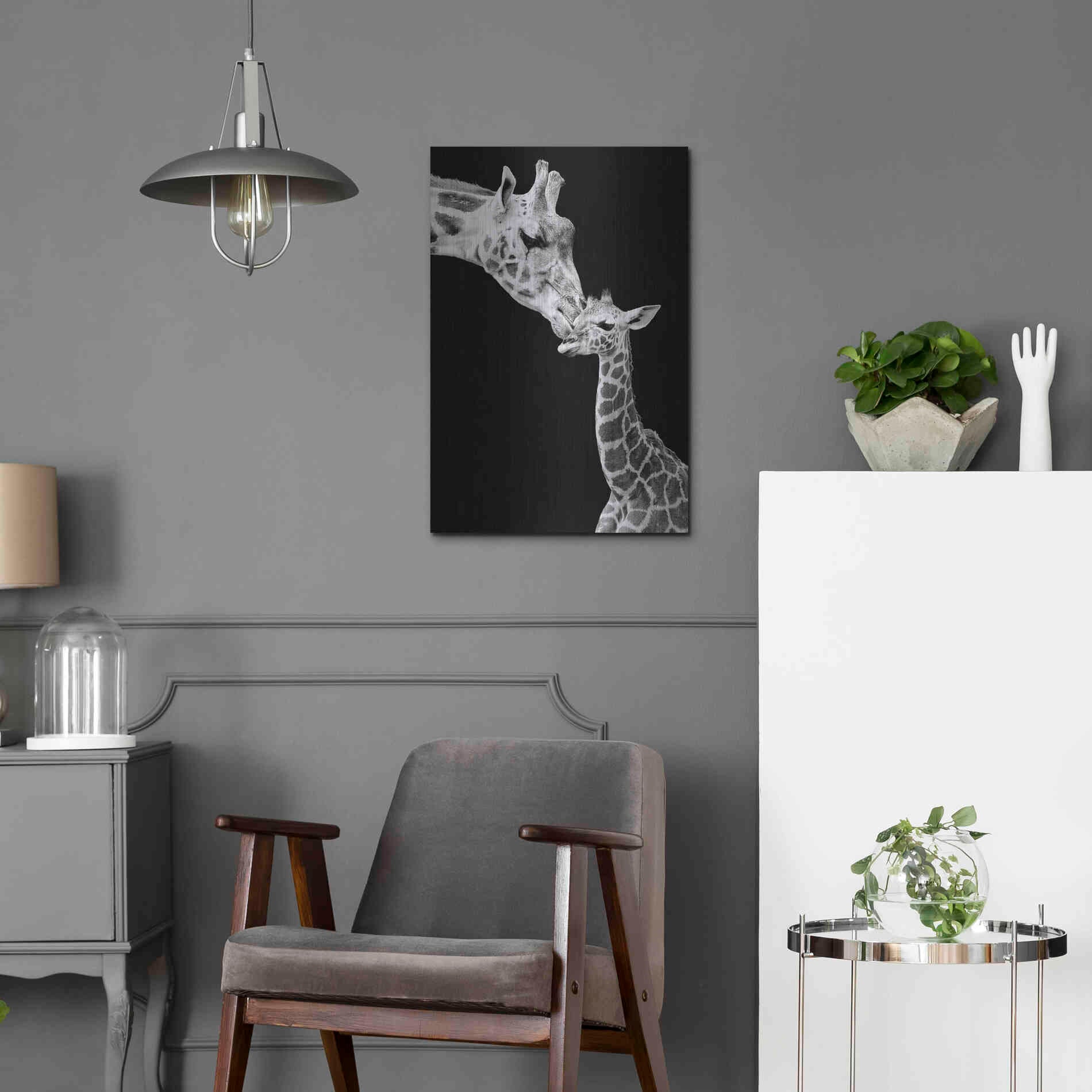 Luxe Metal Art 'First Love - Giraffe' by Incado, Metal Wall Art,16x24