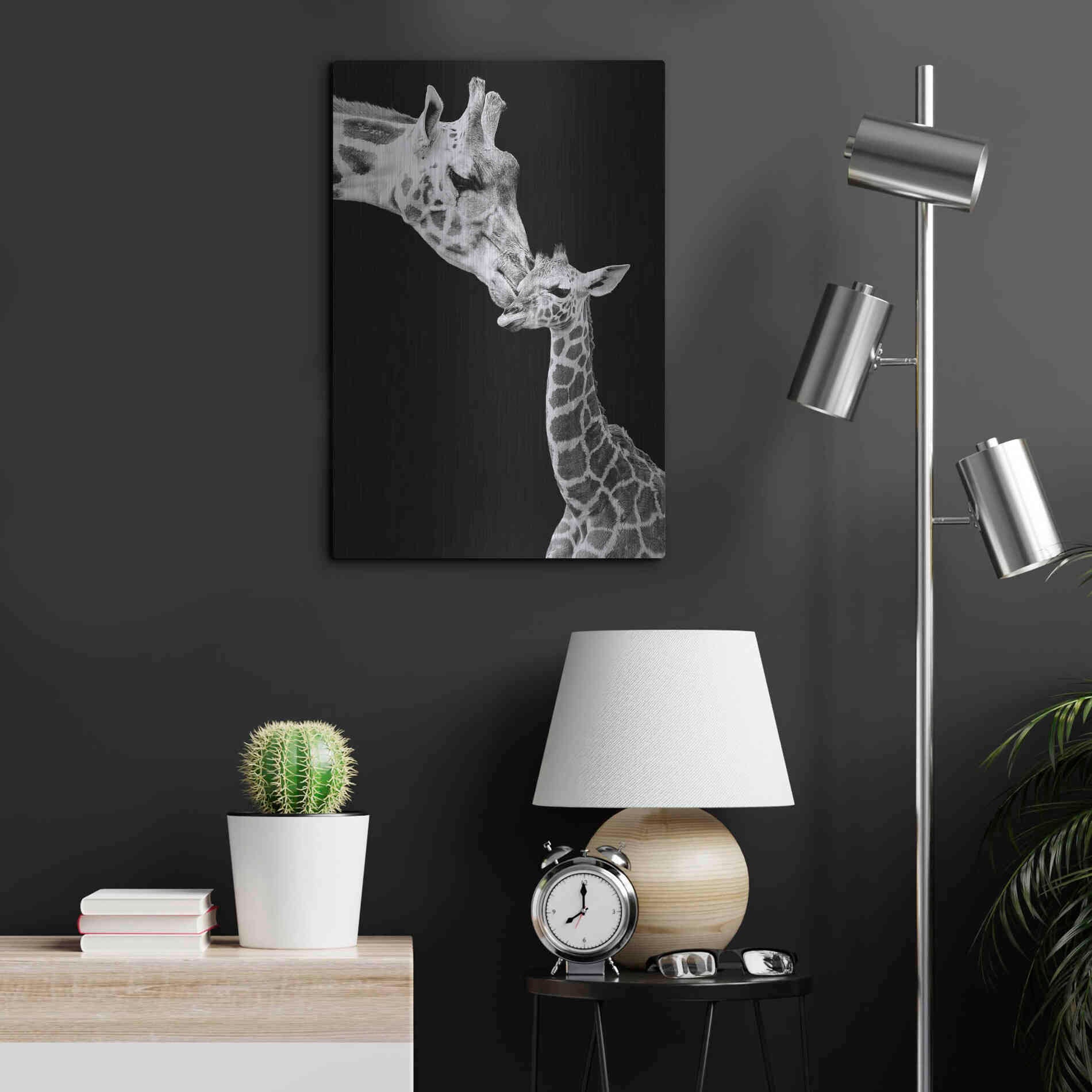 Luxe Metal Art 'First Love - Giraffe' by Incado, Metal Wall Art,16x24