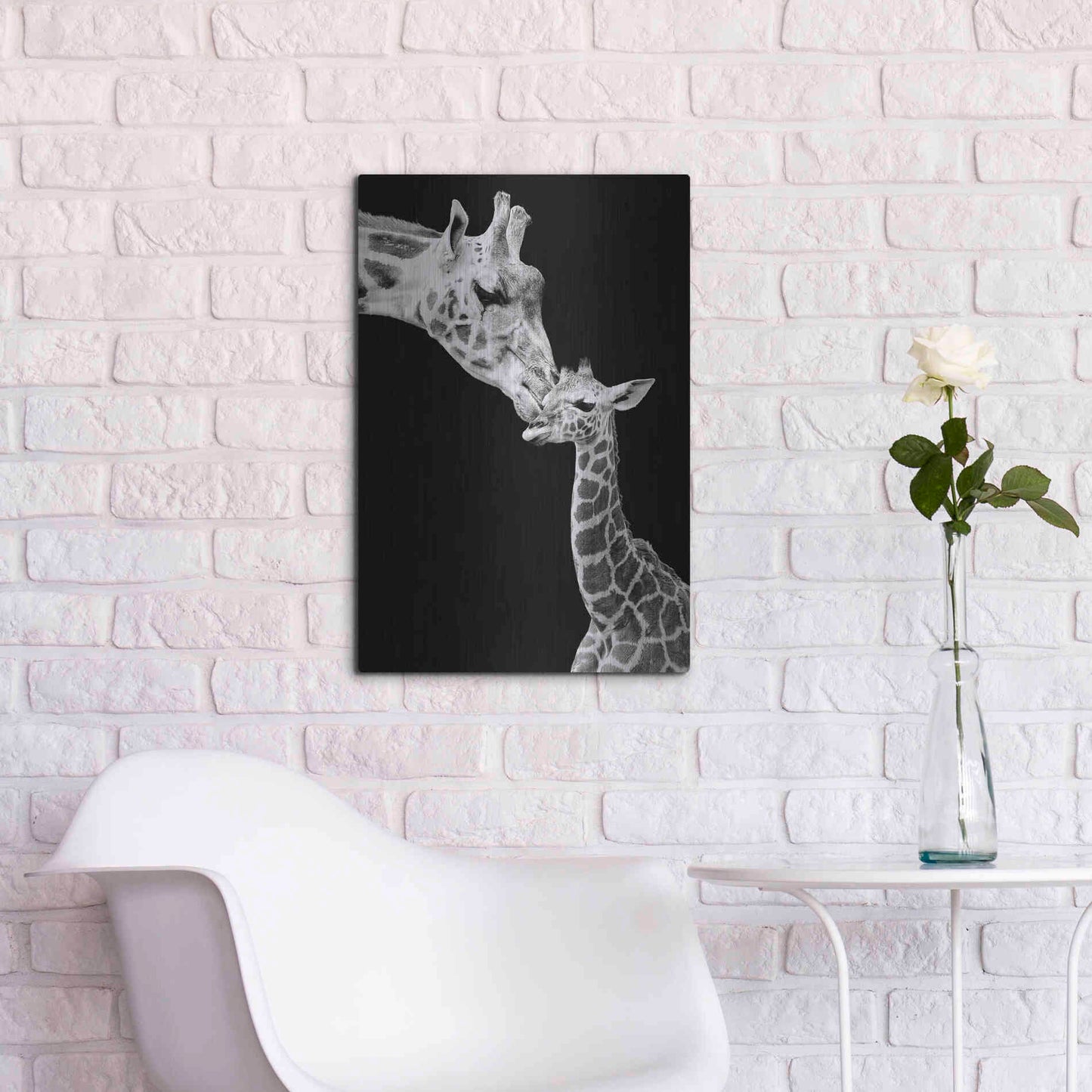 Luxe Metal Art 'First Love - Giraffe' by Incado, Metal Wall Art,16x24