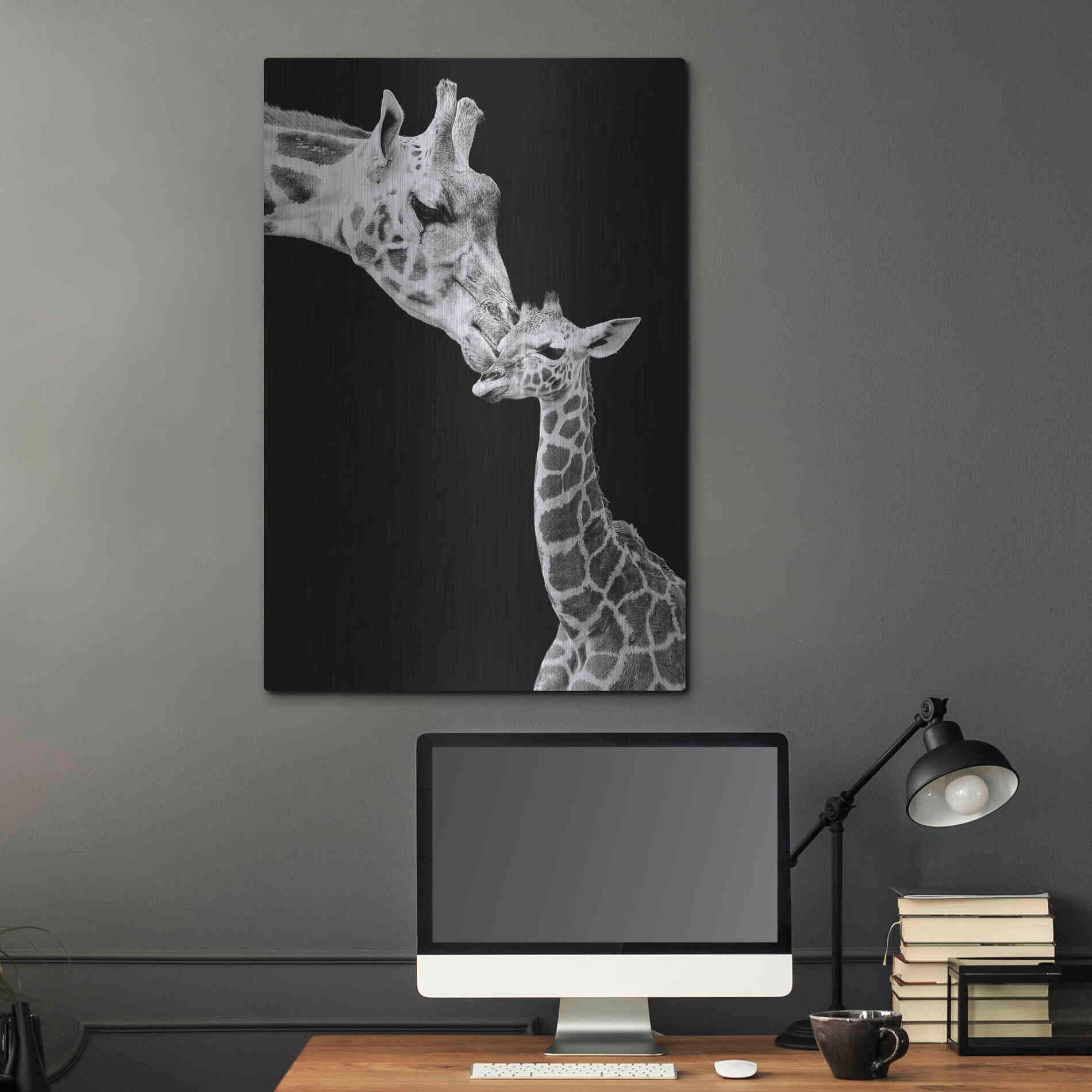 Luxe Metal Art 'First Love - Giraffe' by Incado, Metal Wall Art,24x36