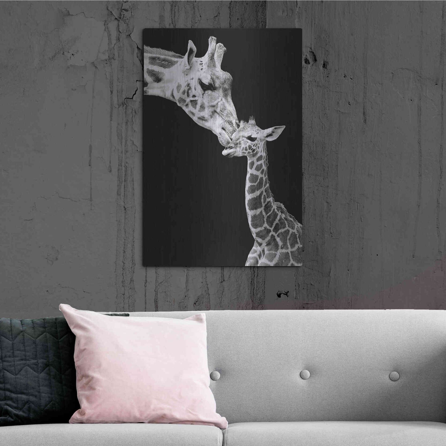 Luxe Metal Art 'First Love - Giraffe' by Incado, Metal Wall Art,24x36