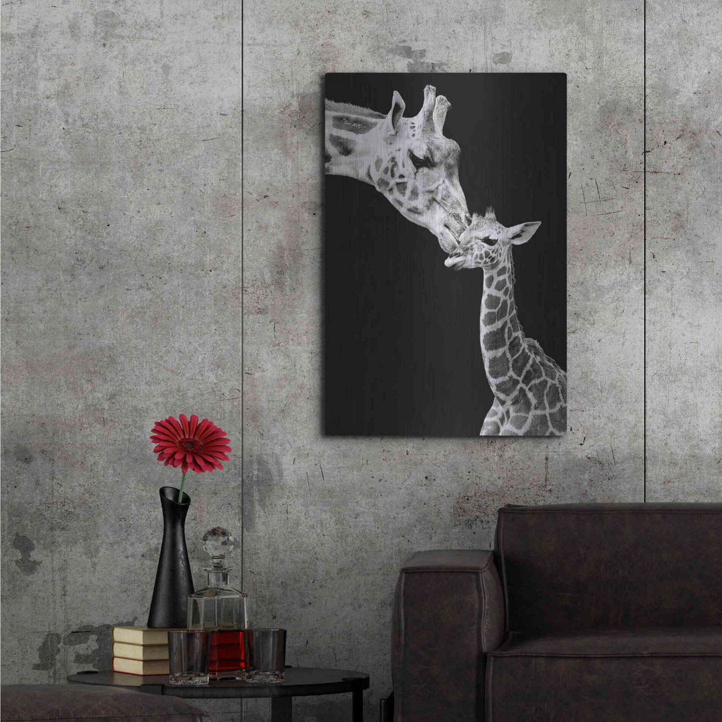 Luxe Metal Art 'First Love - Giraffe' by Incado, Metal Wall Art,24x36