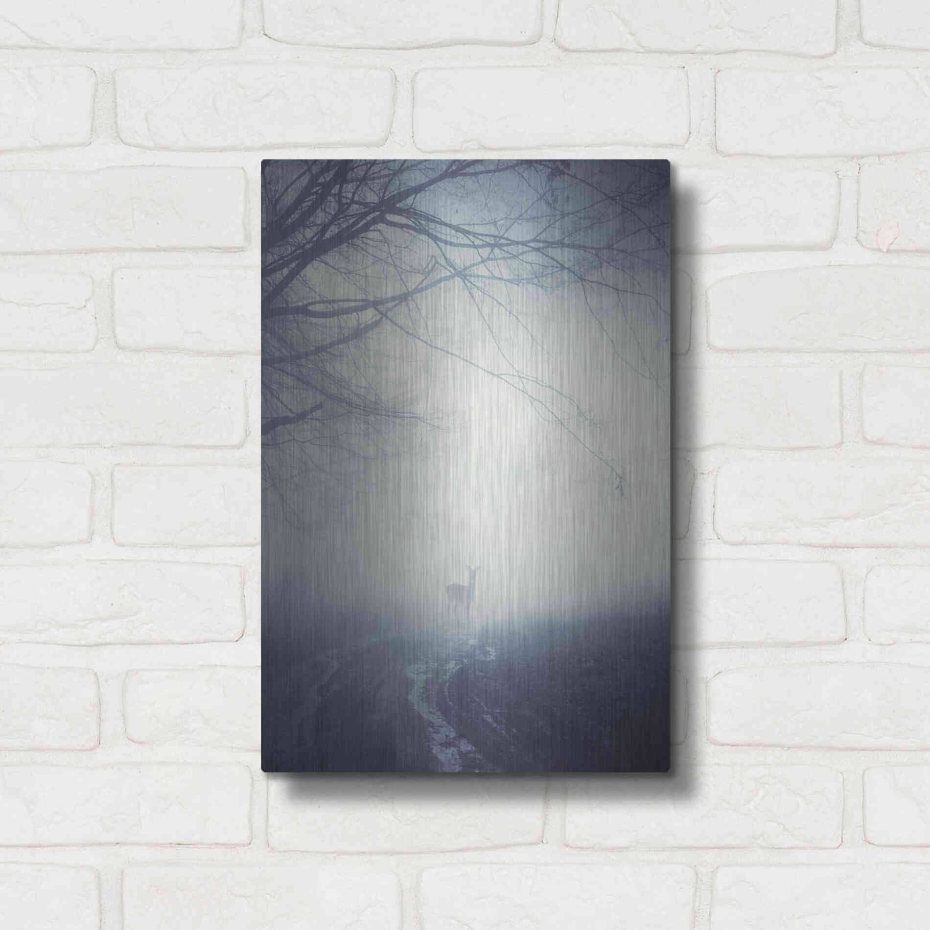Luxe Metal Art 'Foggy Morning Hike' by Incado, Metal Wall Art,12x16