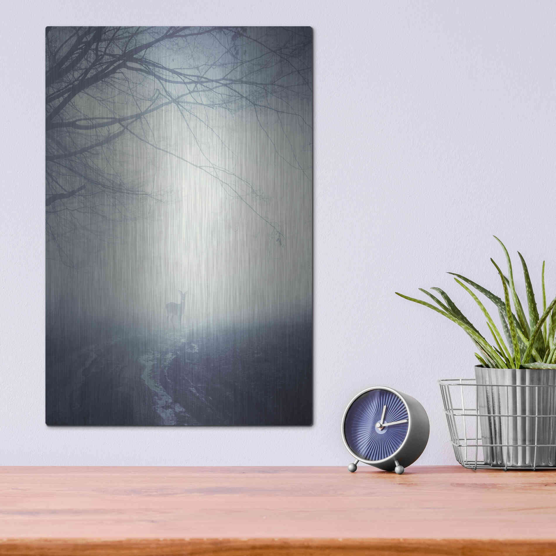 Luxe Metal Art 'Foggy Morning Hike' by Incado, Metal Wall Art,12x16