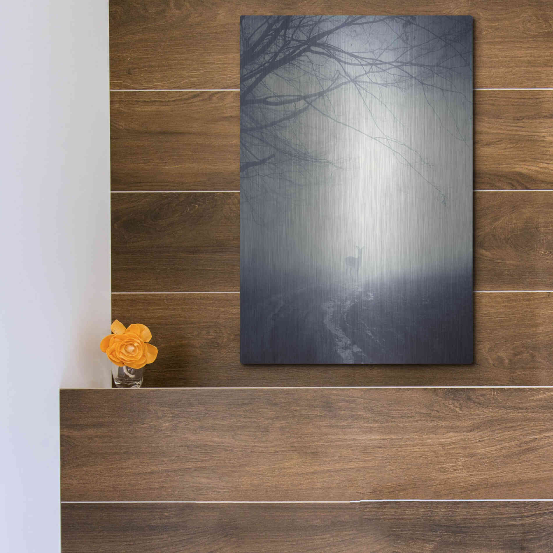 Luxe Metal Art 'Foggy Morning Hike' by Incado, Metal Wall Art,12x16