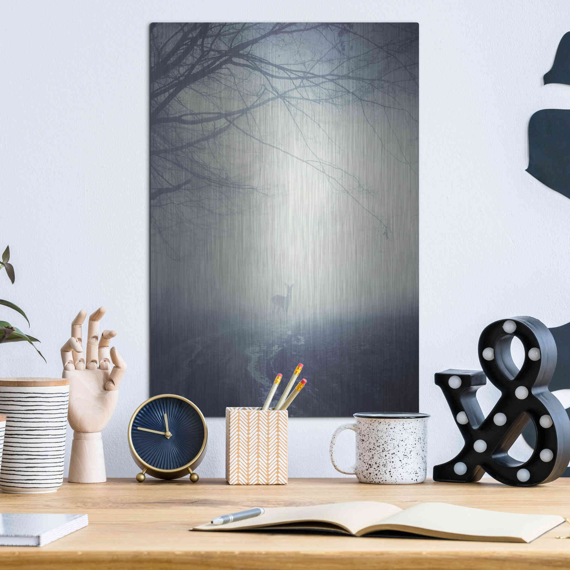 Luxe Metal Art 'Foggy Morning Hike' by Incado, Metal Wall Art,12x16