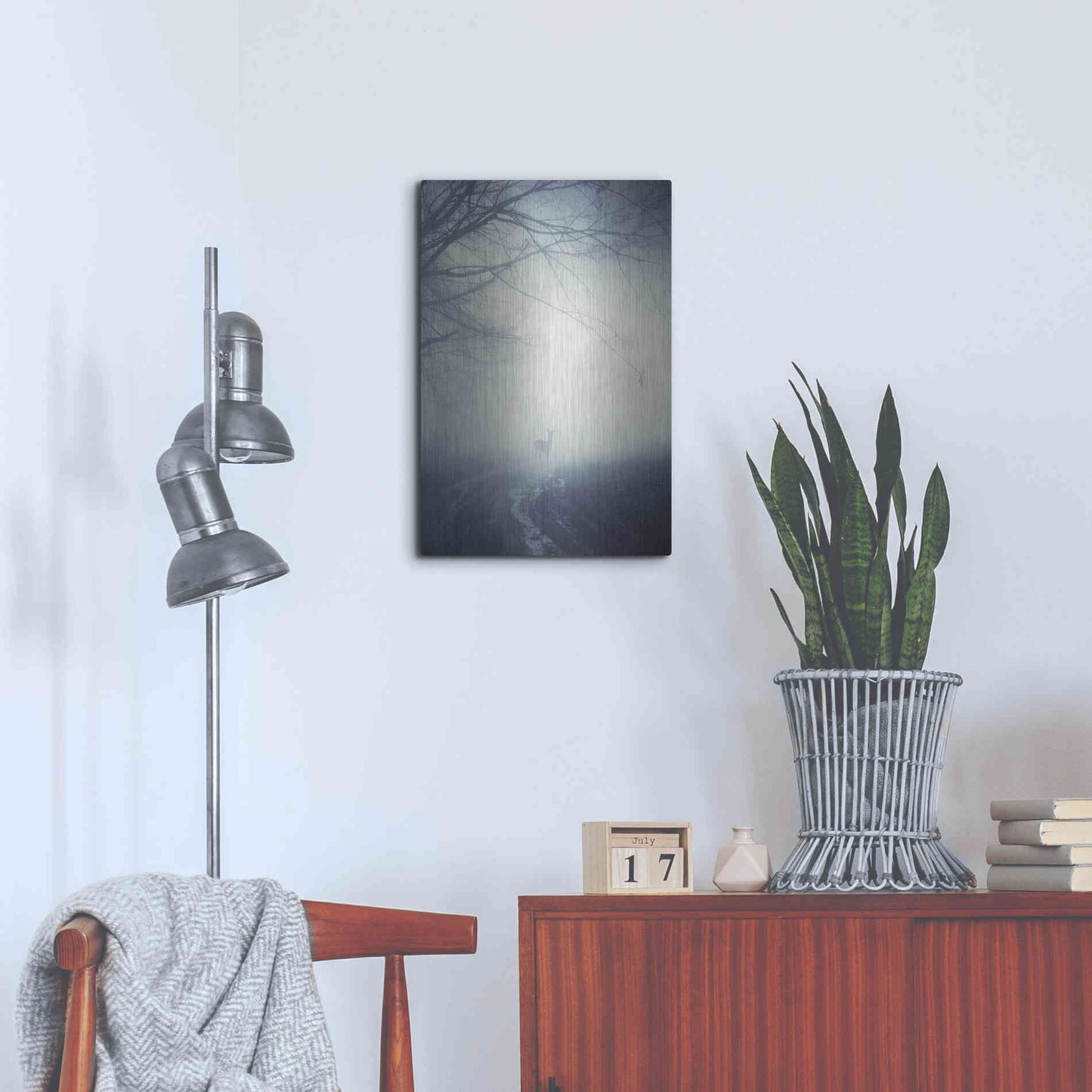 Luxe Metal Art 'Foggy Morning Hike' by Incado, Metal Wall Art,16x24