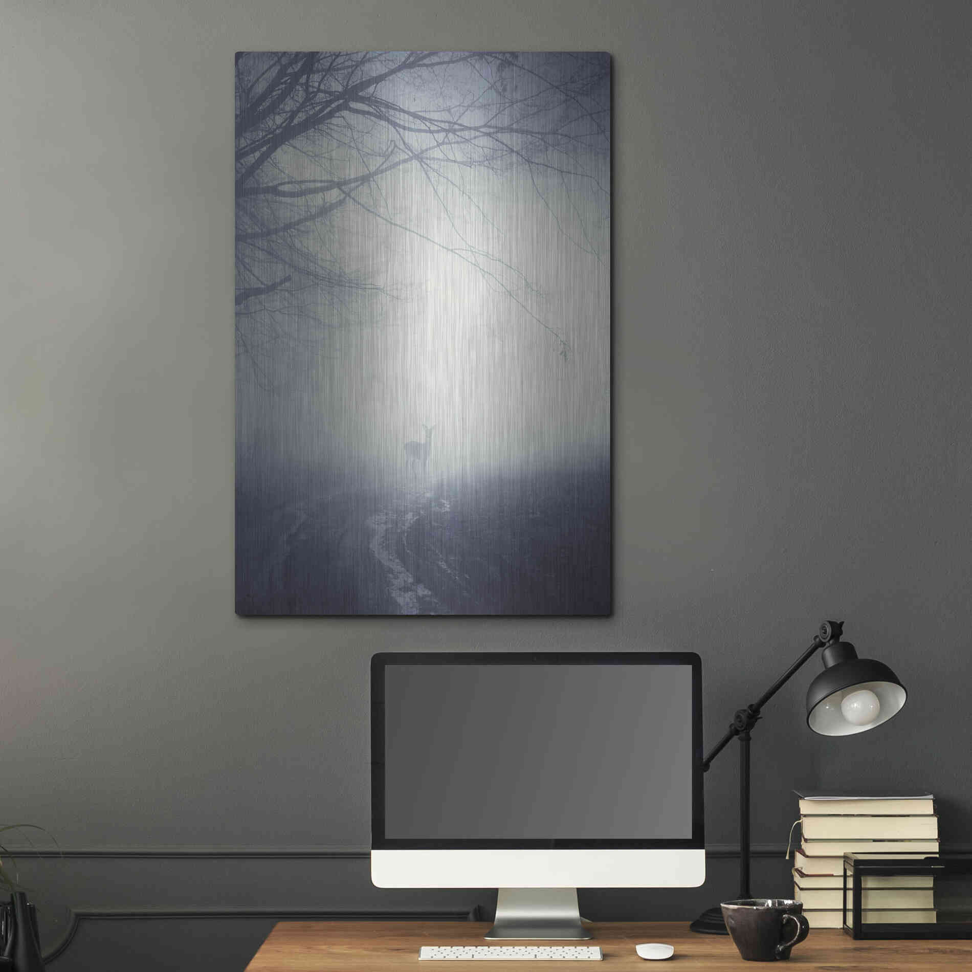 Luxe Metal Art 'Foggy Morning Hike' by Incado, Metal Wall Art,24x36