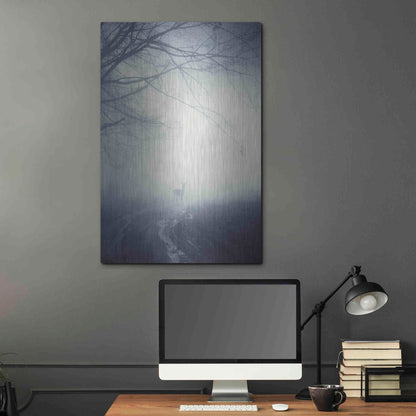 Luxe Metal Art 'Foggy Morning Hike' by Incado, Metal Wall Art,24x36