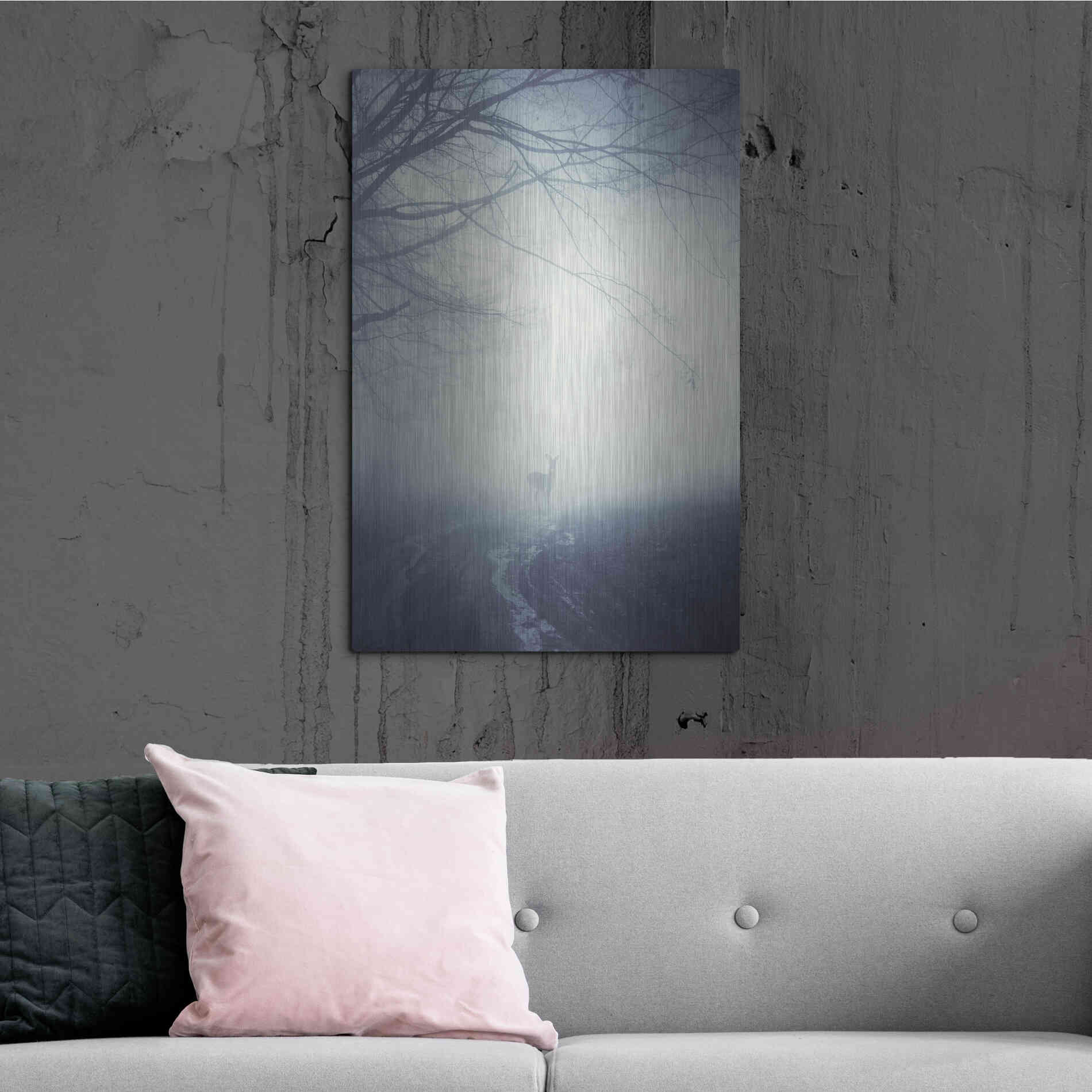 Luxe Metal Art 'Foggy Morning Hike' by Incado, Metal Wall Art,24x36
