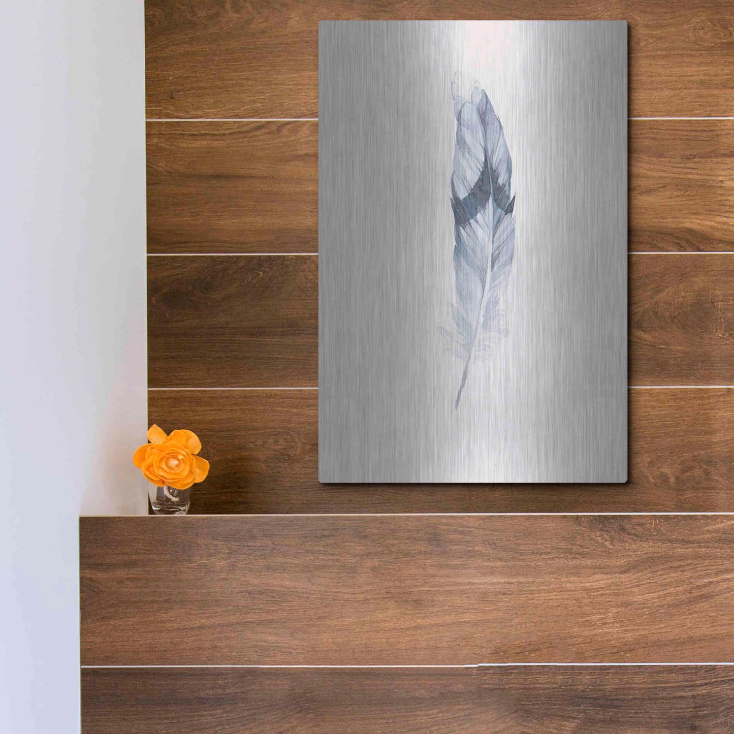 Luxe Metal Art 'Pink Feather' by Incado, Metal Wall Art,12x16