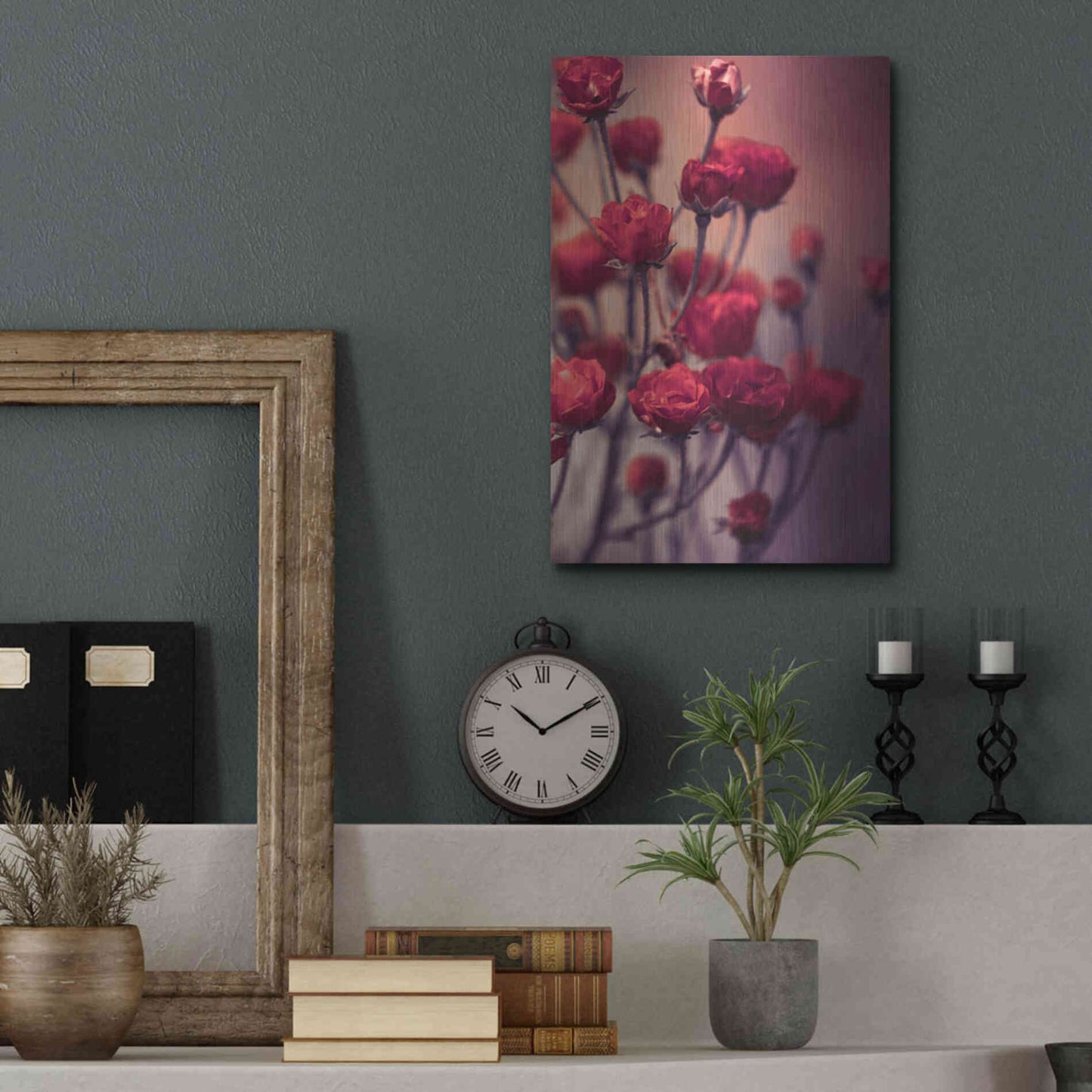 Luxe Metal Art 'Red Flowers' by Incado, Metal Wall Art,12x16