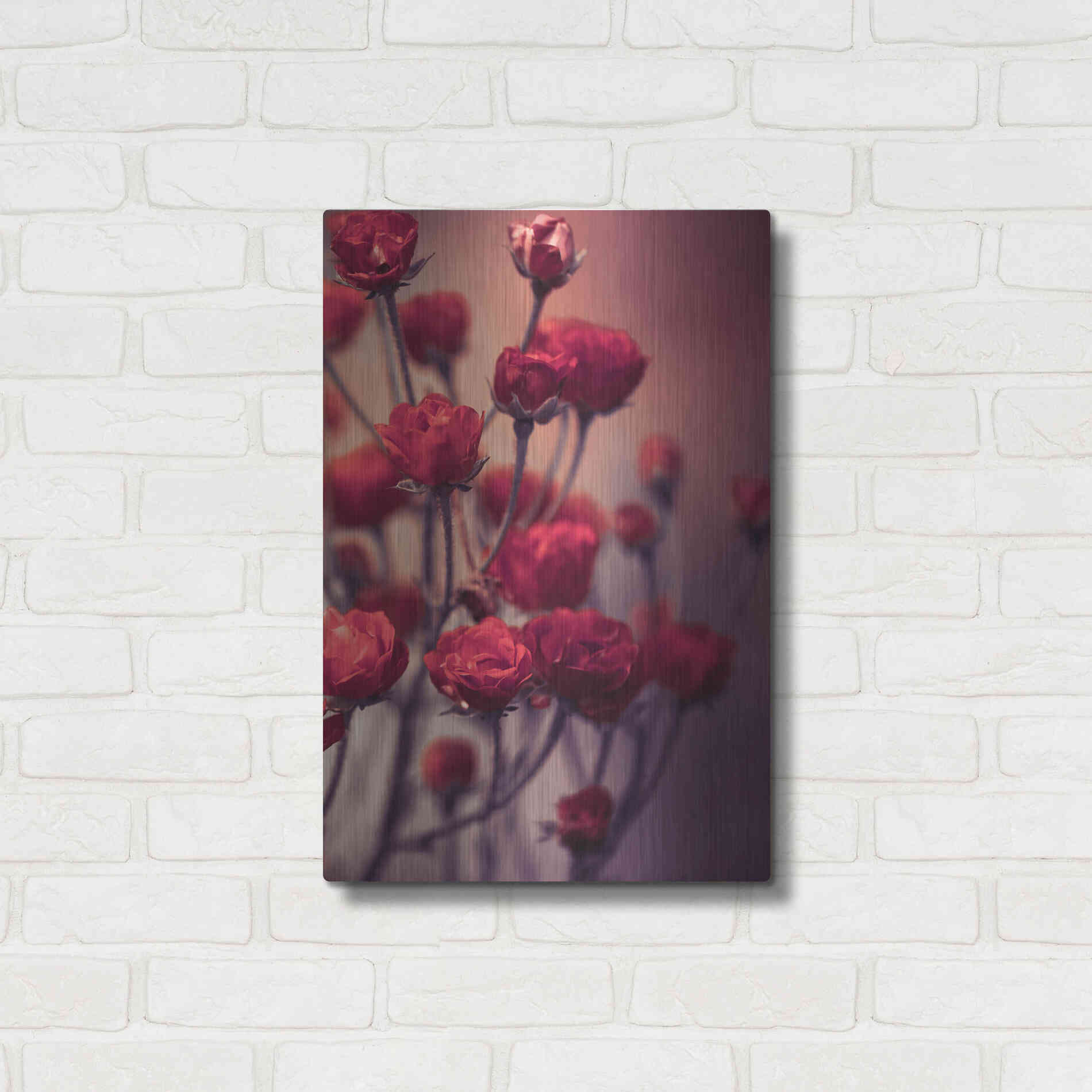 Luxe Metal Art 'Red Flowers' by Incado, Metal Wall Art,16x24