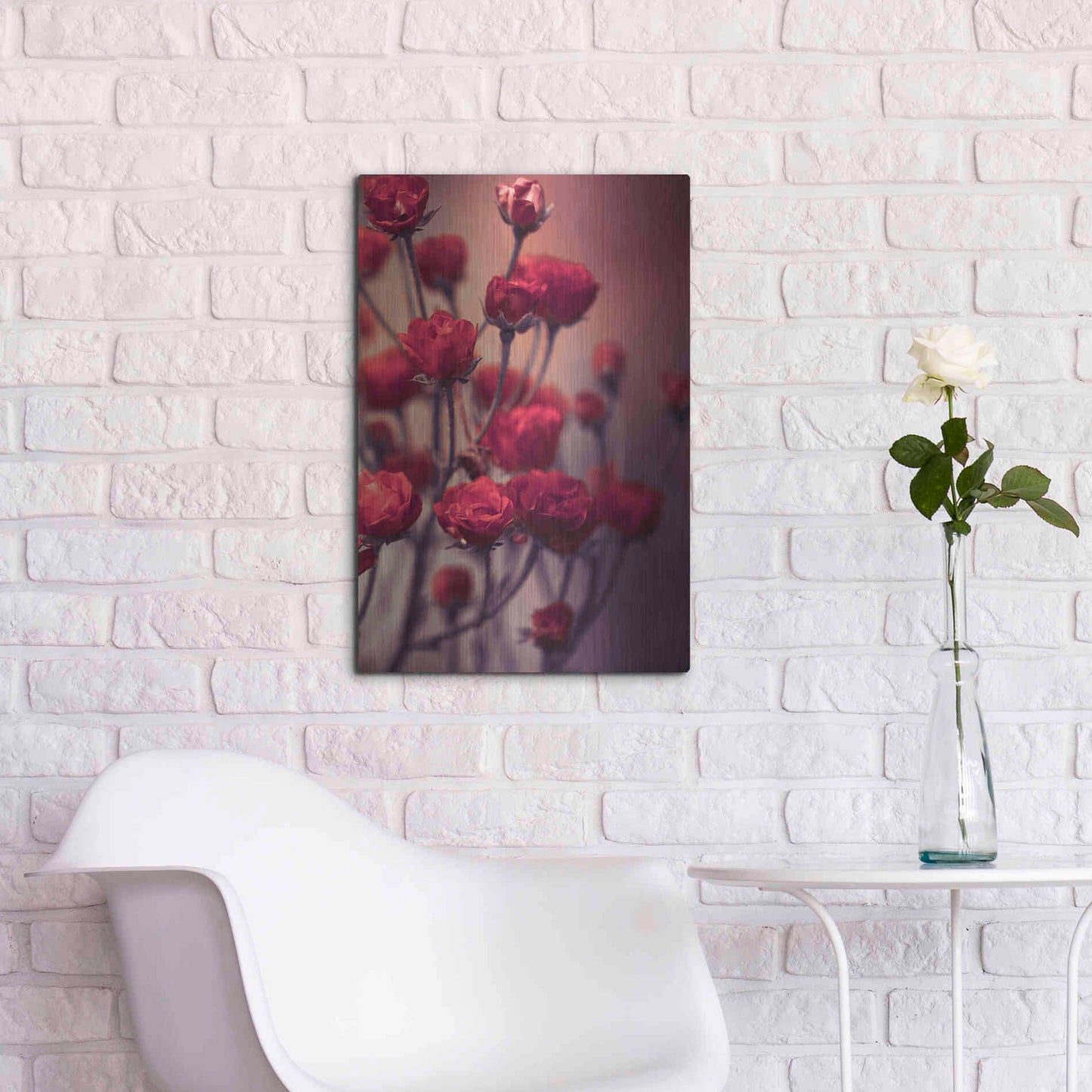 Luxe Metal Art 'Red Flowers' by Incado, Metal Wall Art,16x24