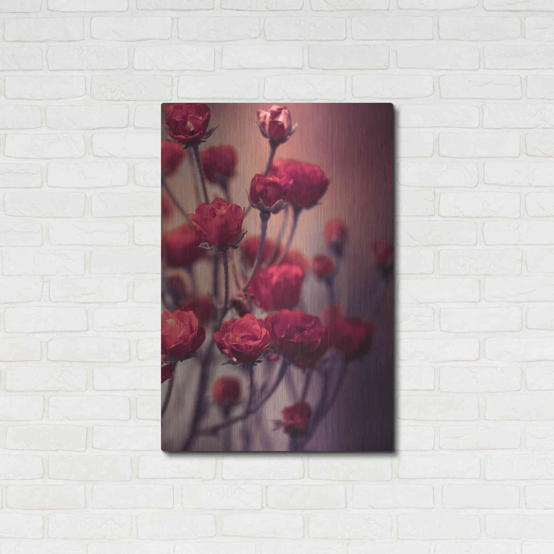 Luxe Metal Art 'Red Flowers' by Incado, Metal Wall Art,24x36