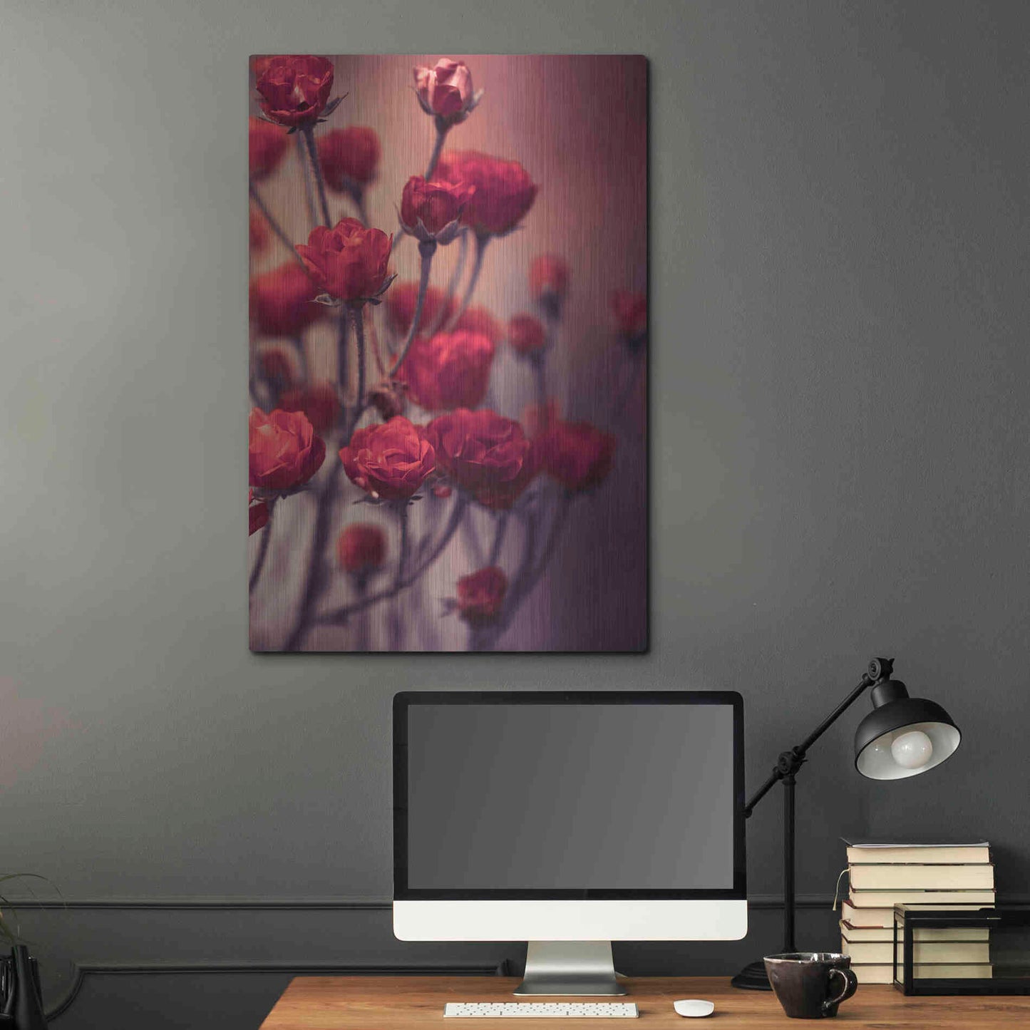 Luxe Metal Art 'Red Flowers' by Incado, Metal Wall Art,24x36