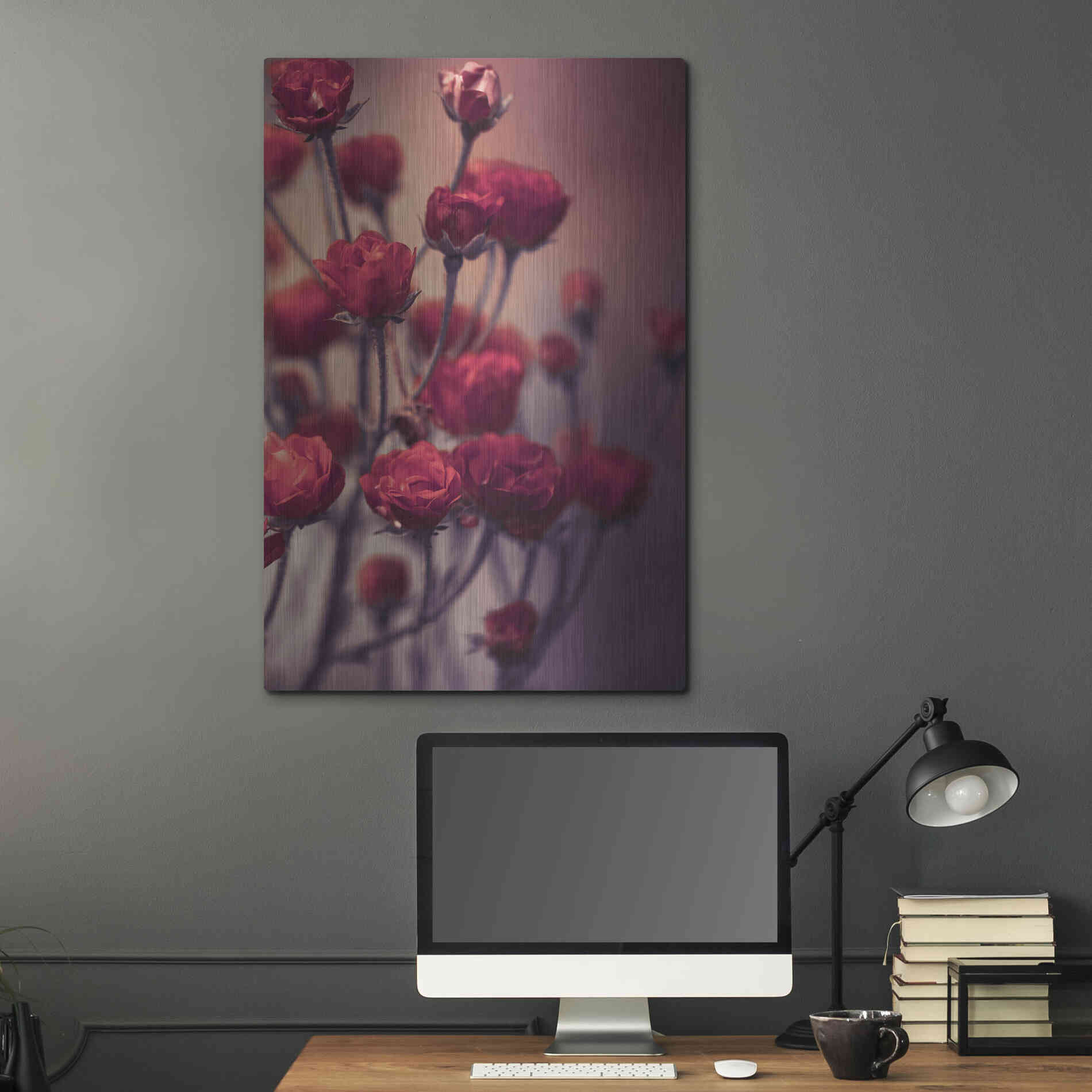 Luxe Metal Art 'Red Flowers' by Incado, Metal Wall Art,24x36