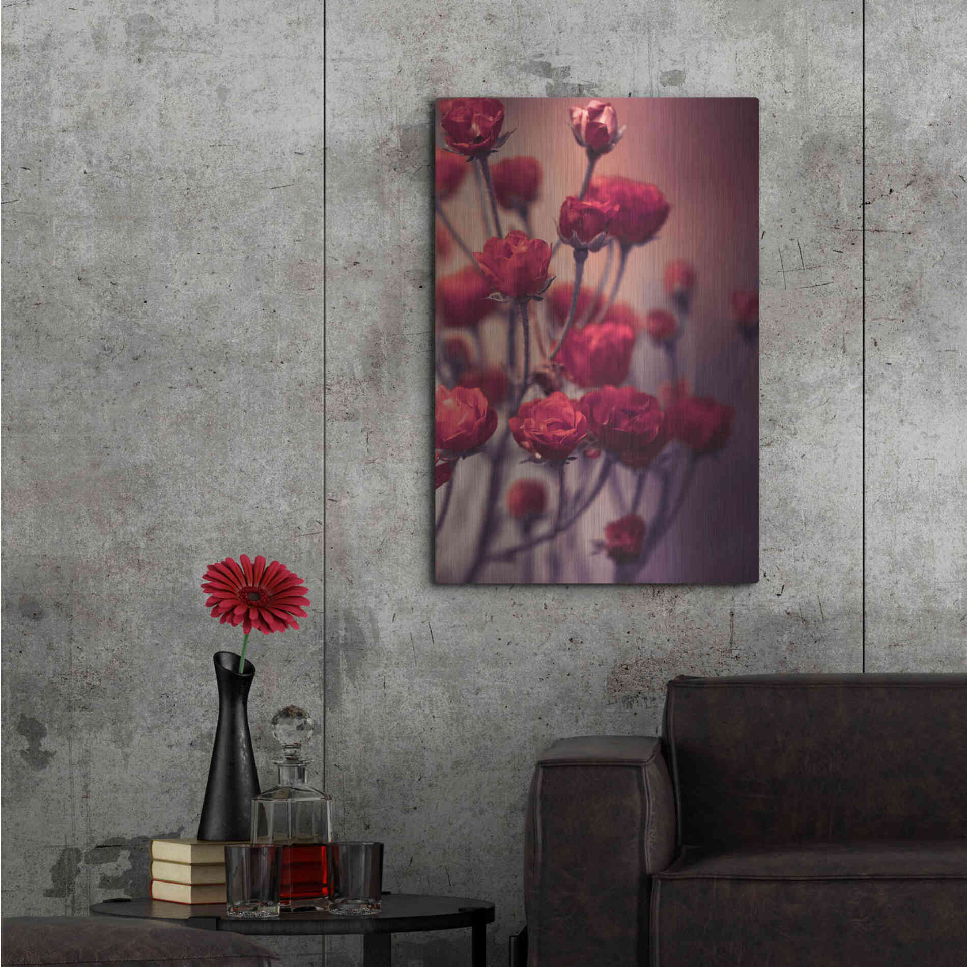 Luxe Metal Art 'Red Flowers' by Incado, Metal Wall Art,24x36