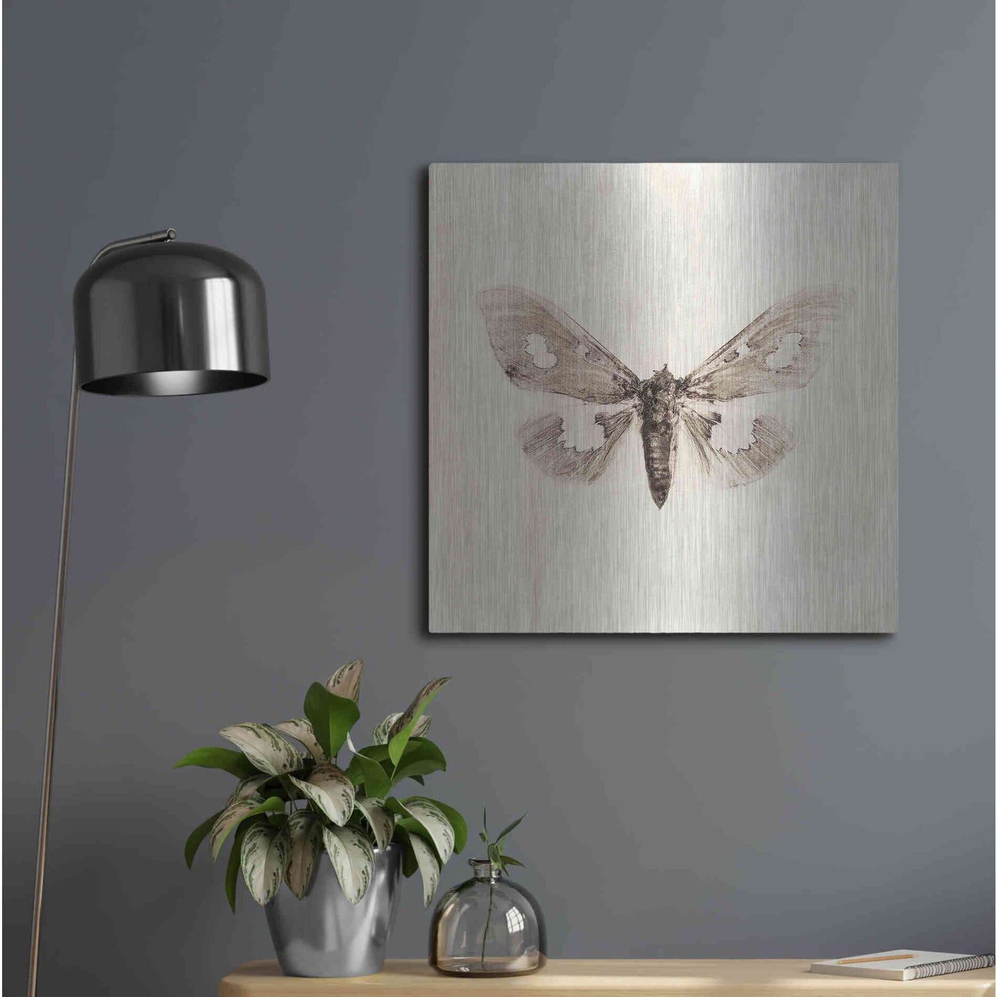 Luxe Metal Art 'Sepia Moth' by Incado, Metal Wall Art,24x24