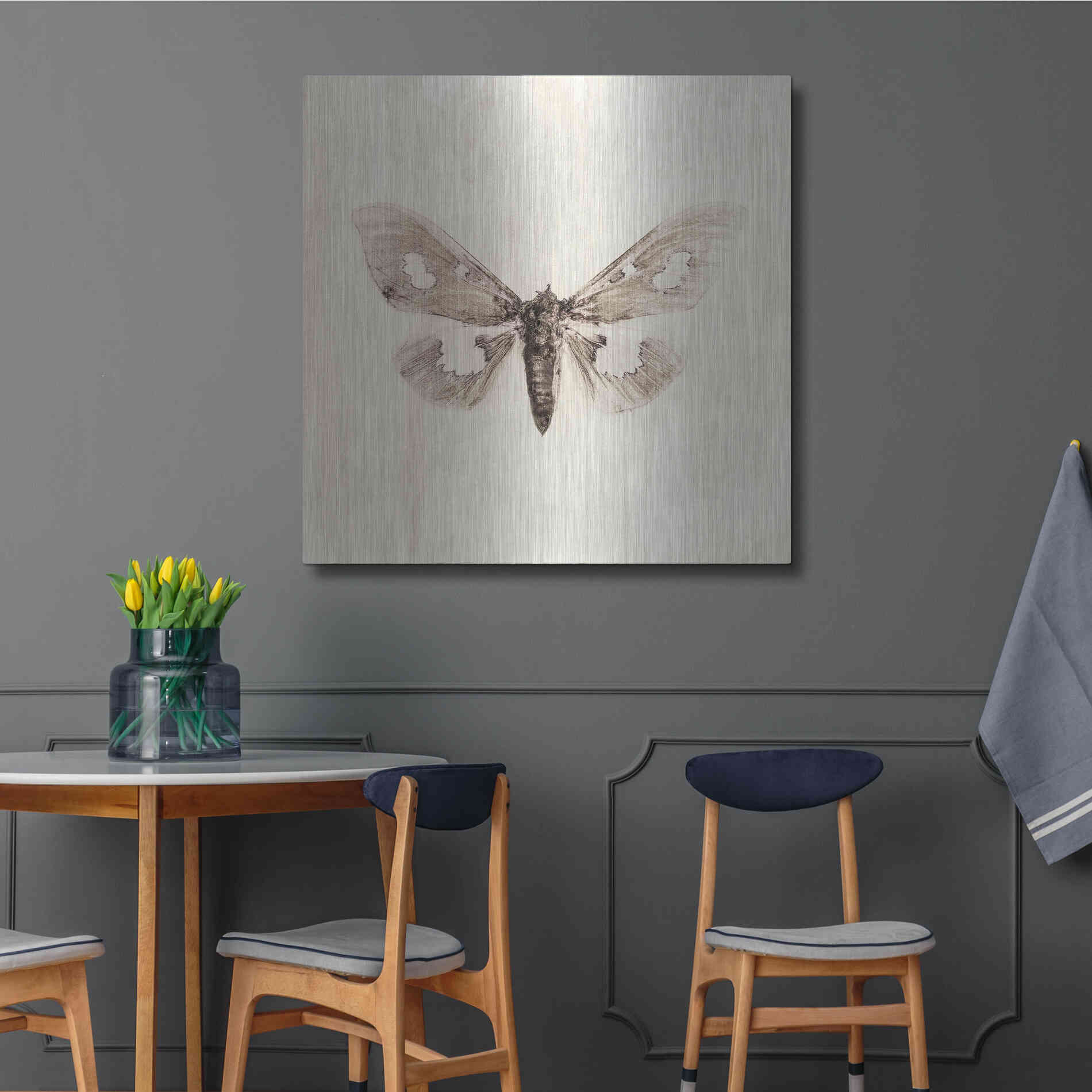 Luxe Metal Art 'Sepia Moth' by Incado, Metal Wall Art,36x36